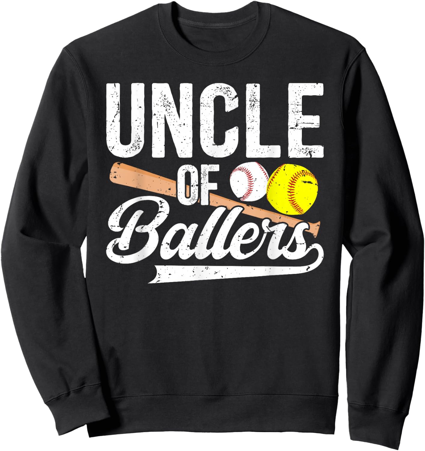 Uncle Of Ballers Baseball Softball Uncle Sweatshirt - Sweatshirt | Black