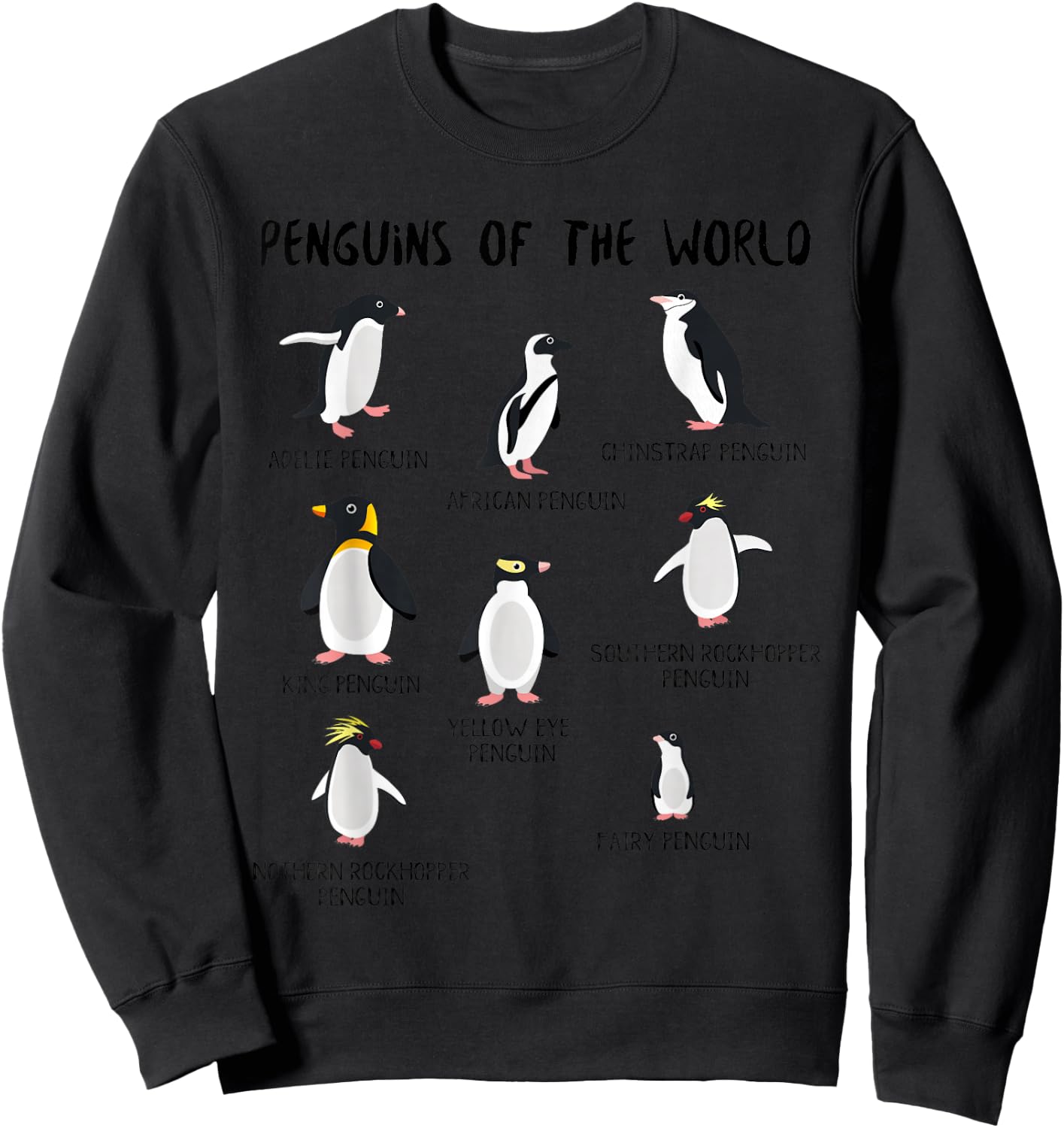 8 Rarest Penguins of the World - Funny Penguin Animals Lover Sweatshirt - Sweatshirt | Black