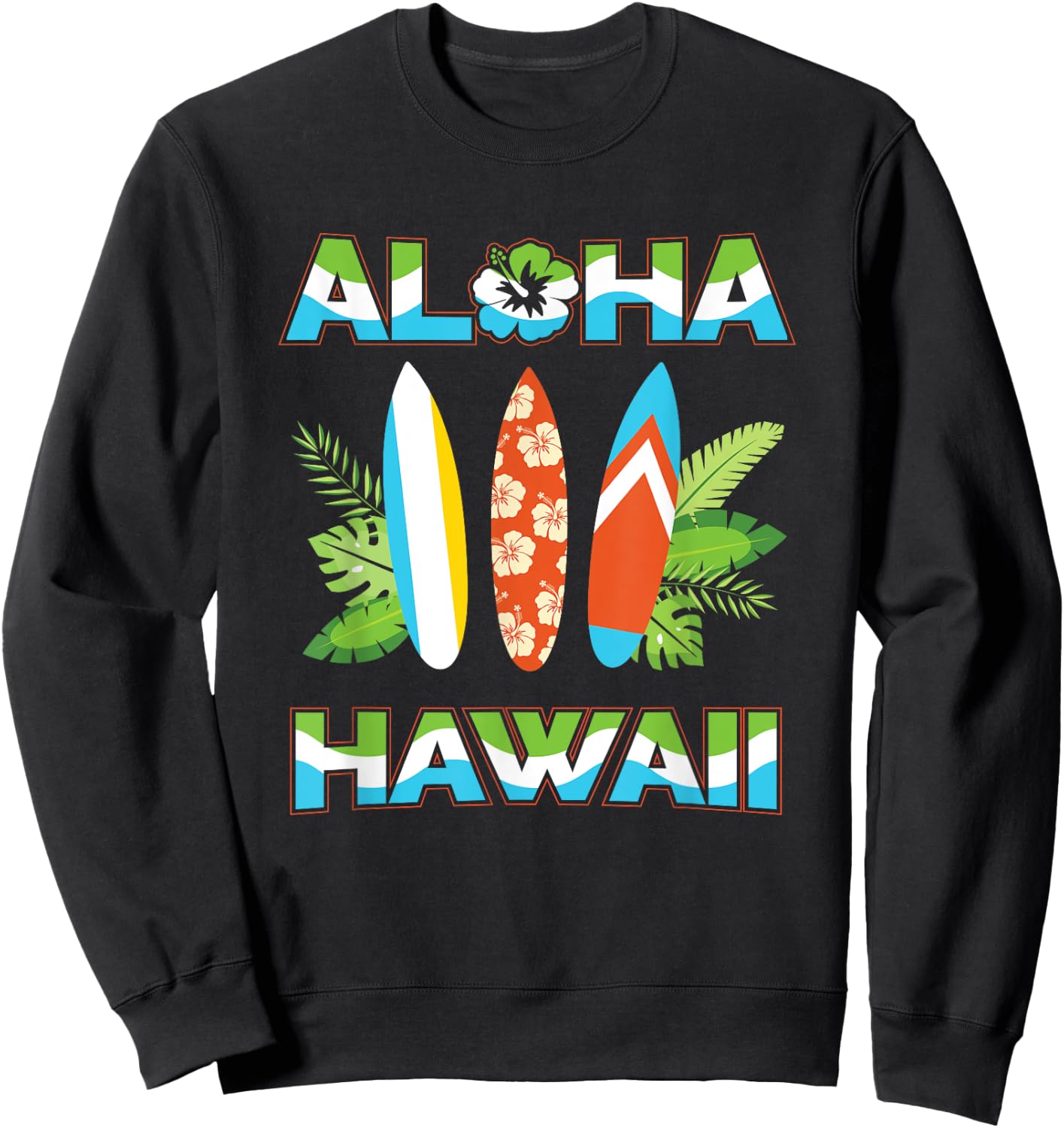 Hawaii Hawaiian Beach Aloha Summer Vacation Gifts Souvenir Women Kids Sweatshirt - Sweatshirt | Black