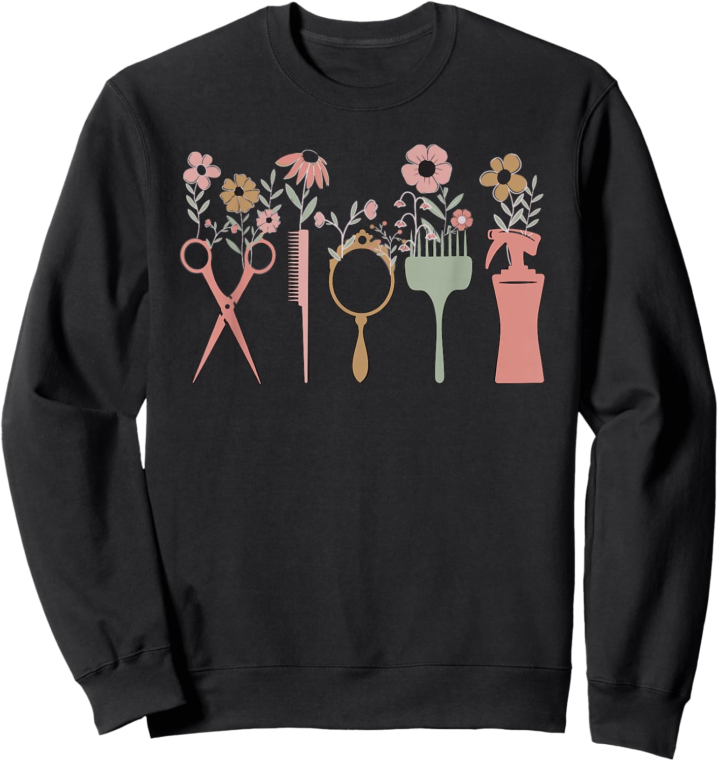 Hair Stylist Hairdresser Floral Salon Hairstylist Men Women Sweatshirt - Sweatshirt | Black