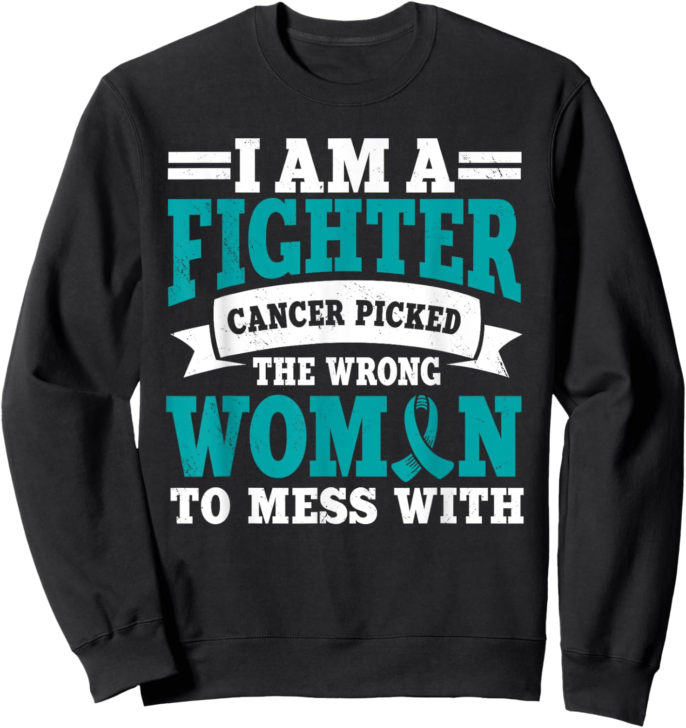 Ovarian Cancer Awareness Women Fighter Mother's Day Sweatshirt - Sweatshirt | Black