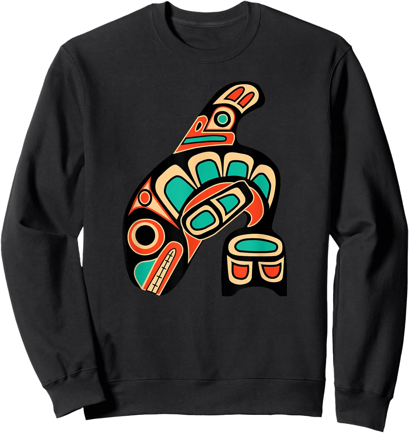Pacific Northwest Orca Whale Native American Haida Tribal Sweatshirt - Sweatshirt | Black
