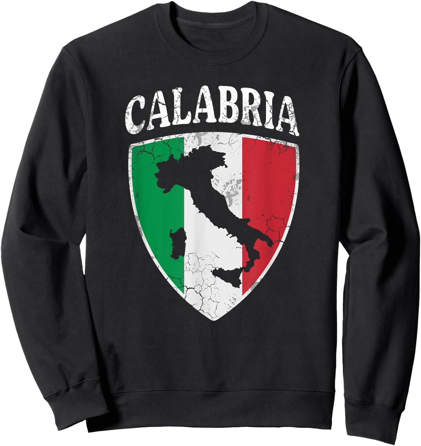 Calabria Italia Flag Crest Italy Italian Vintage Distressed Sweatshirt - Sweatshirt | Black