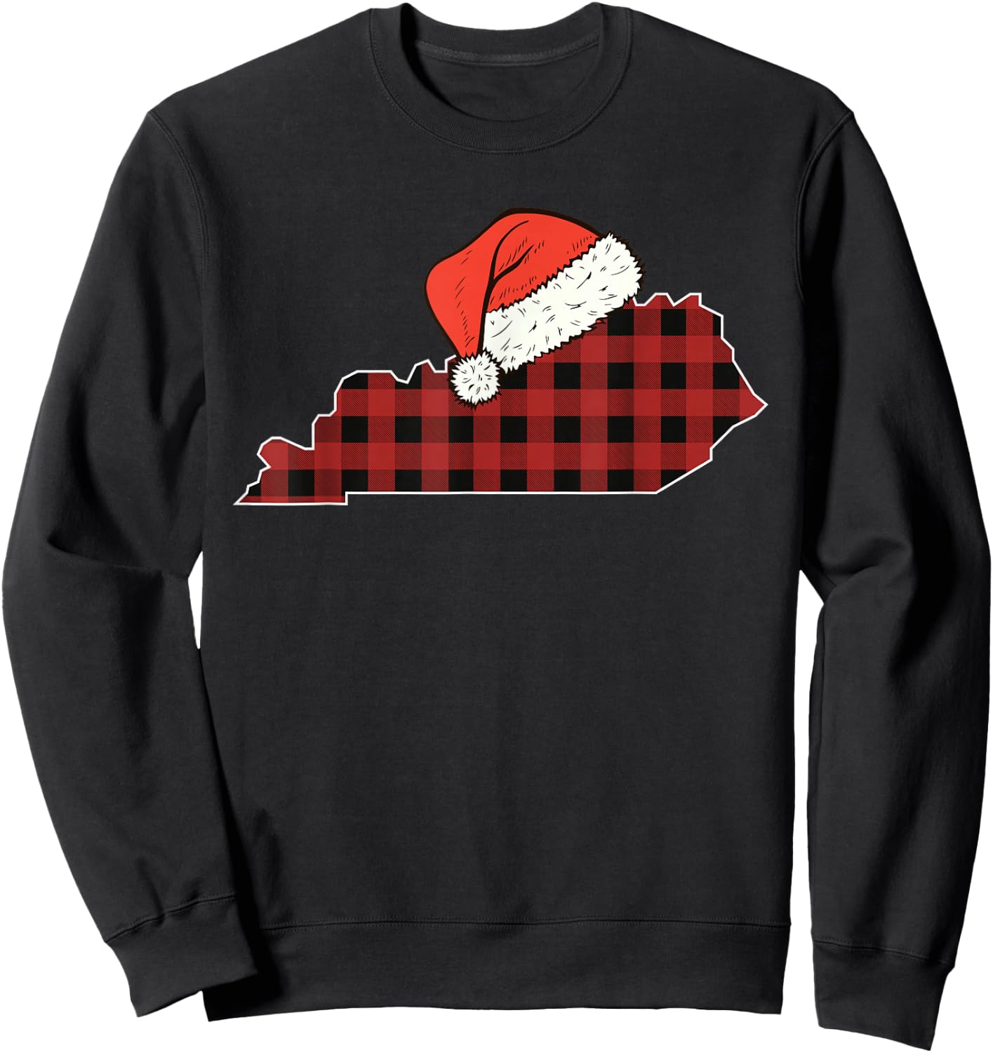 Kentucky Plaid Christmas Santa Hat Holiday Matching Design Sweatshirt - Sweatshirt | Black