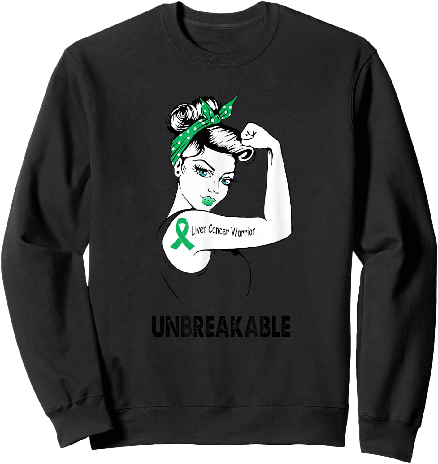 Liver Cancer Warrior Unbreakable Gift Awareness Sweatshirt - Sweatshirt | Black