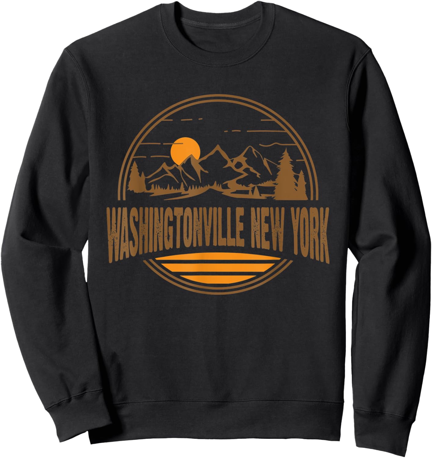 Vintage Washingtonville New York Mountain Hiking Print Sweatshirt - Sweatshirt | Black