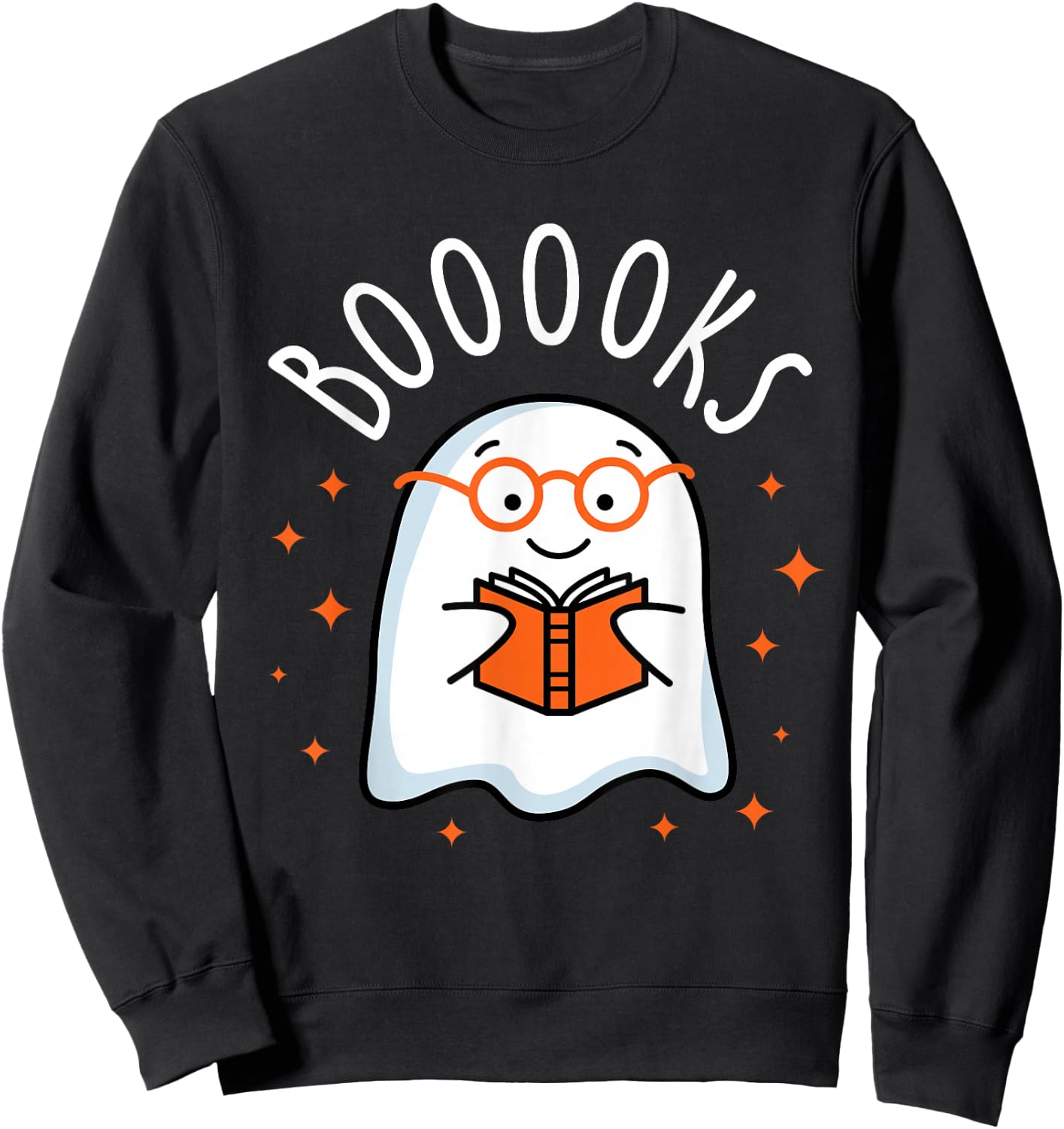 Cute Ghost Reading Book Booooks Teacher Halloween School Kid Sweatshirt - Sweatshirt | Black
