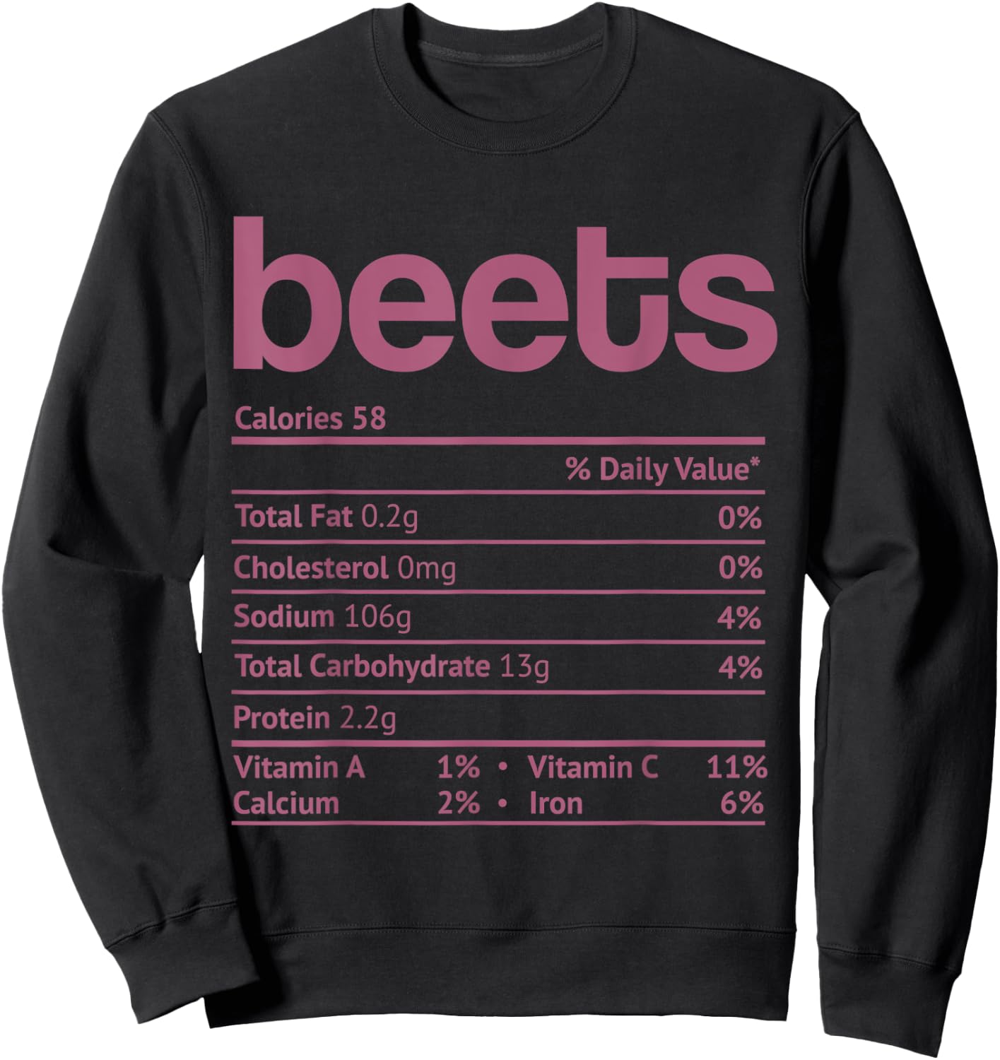 Beets Nutrition Facts Funny Thanksgiving Christmas Food Sweatshirt - Sweatshirt | Black