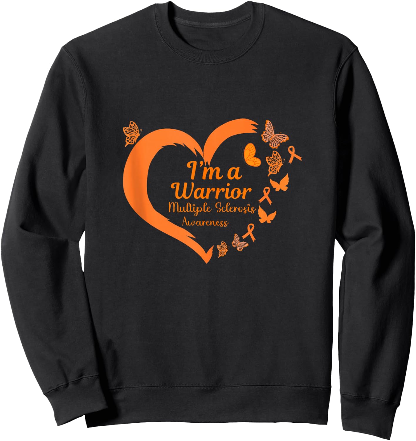 Multiple Sclerosis Warrior Women Heart Flower MS Awareness Sweatshirt - Sweatshirt | Black