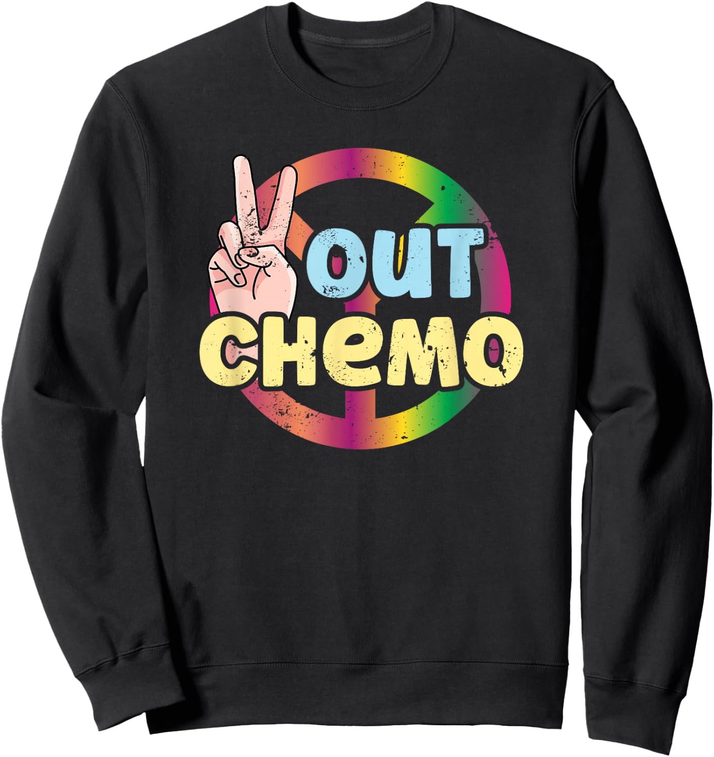 Peace-Out Chemo Cancer Awareness For Fighter Survivor Sweatshirt - Sweatshirt | Black