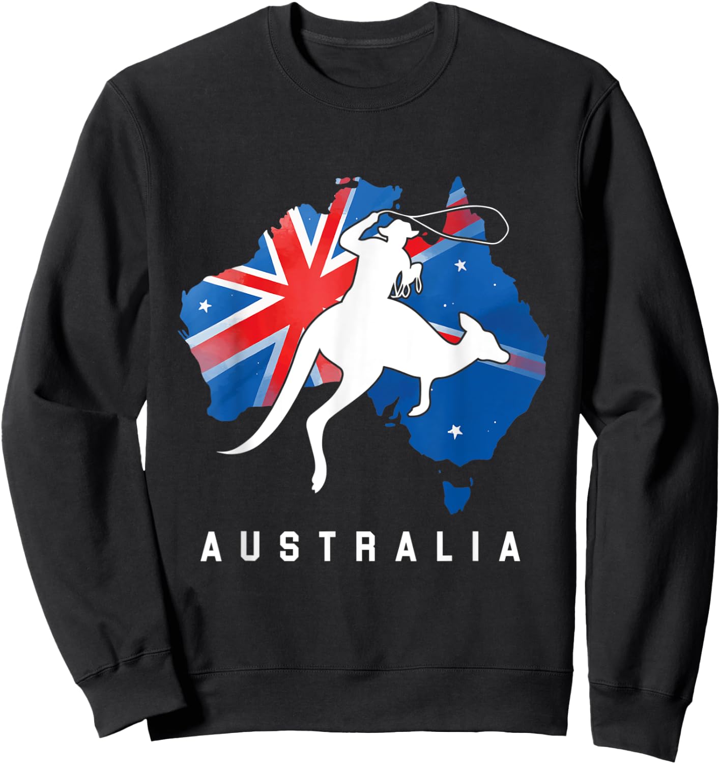 Australian Kangaroo Australia Country Map Cowboy Aussie Sweatshirt - Sweatshirt | Black