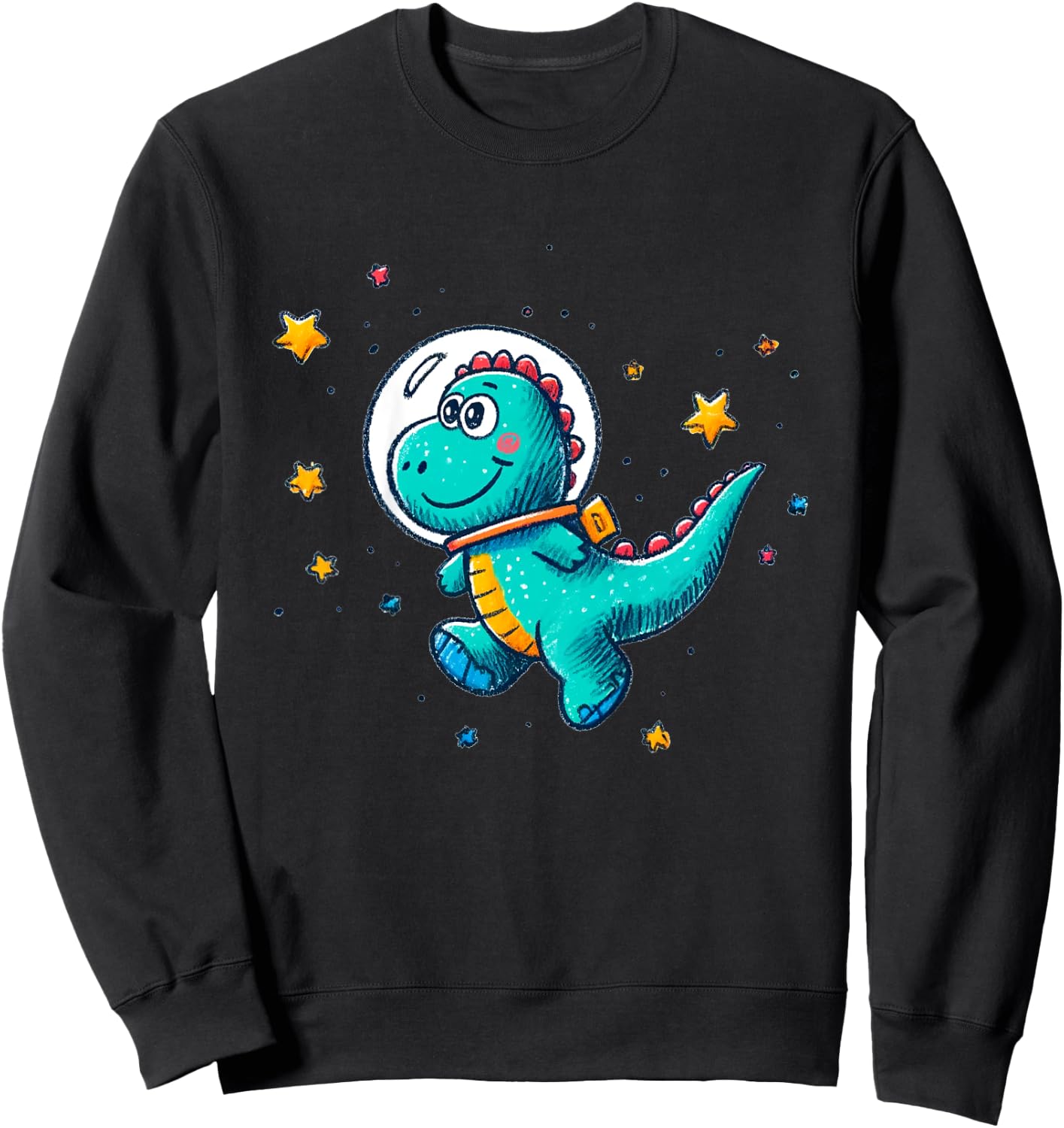 Kids Funny Dinosaur Astronaut Kids for Boys Space Toddler Sweatshirt - Sweatshirt | Black