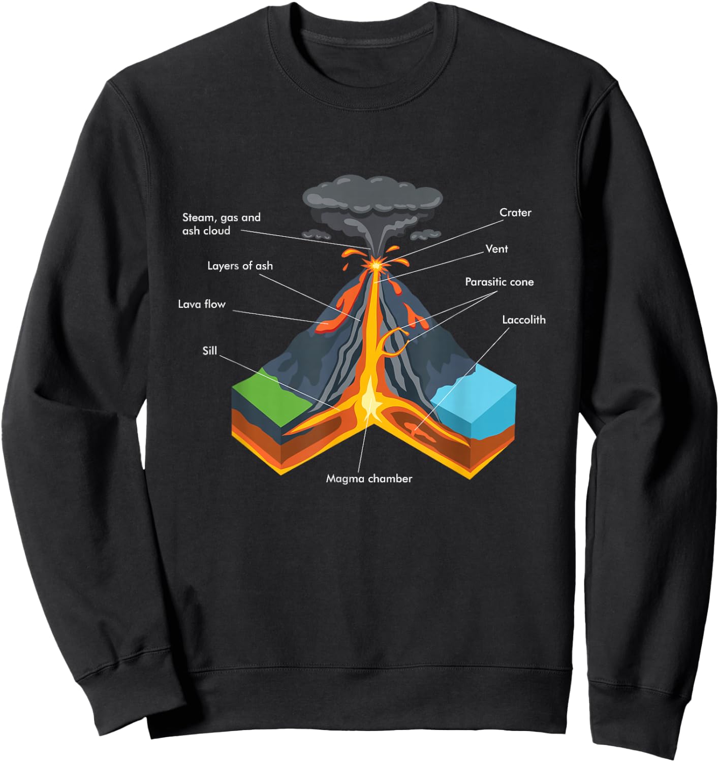 Volcano Lover Geology Teacher - Funny Geologist Small Sweatshirt - Sweatshirt | Black