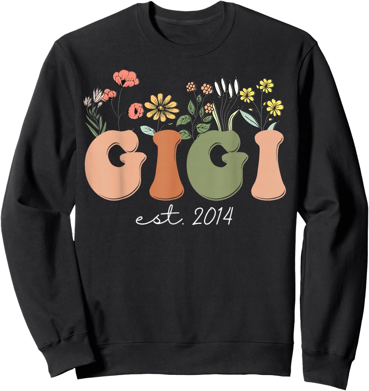Soon To Be Gigi Est 2014 Wildflowers Pregnancy Announcement Sweatshirt - Sweatshirt | Black
