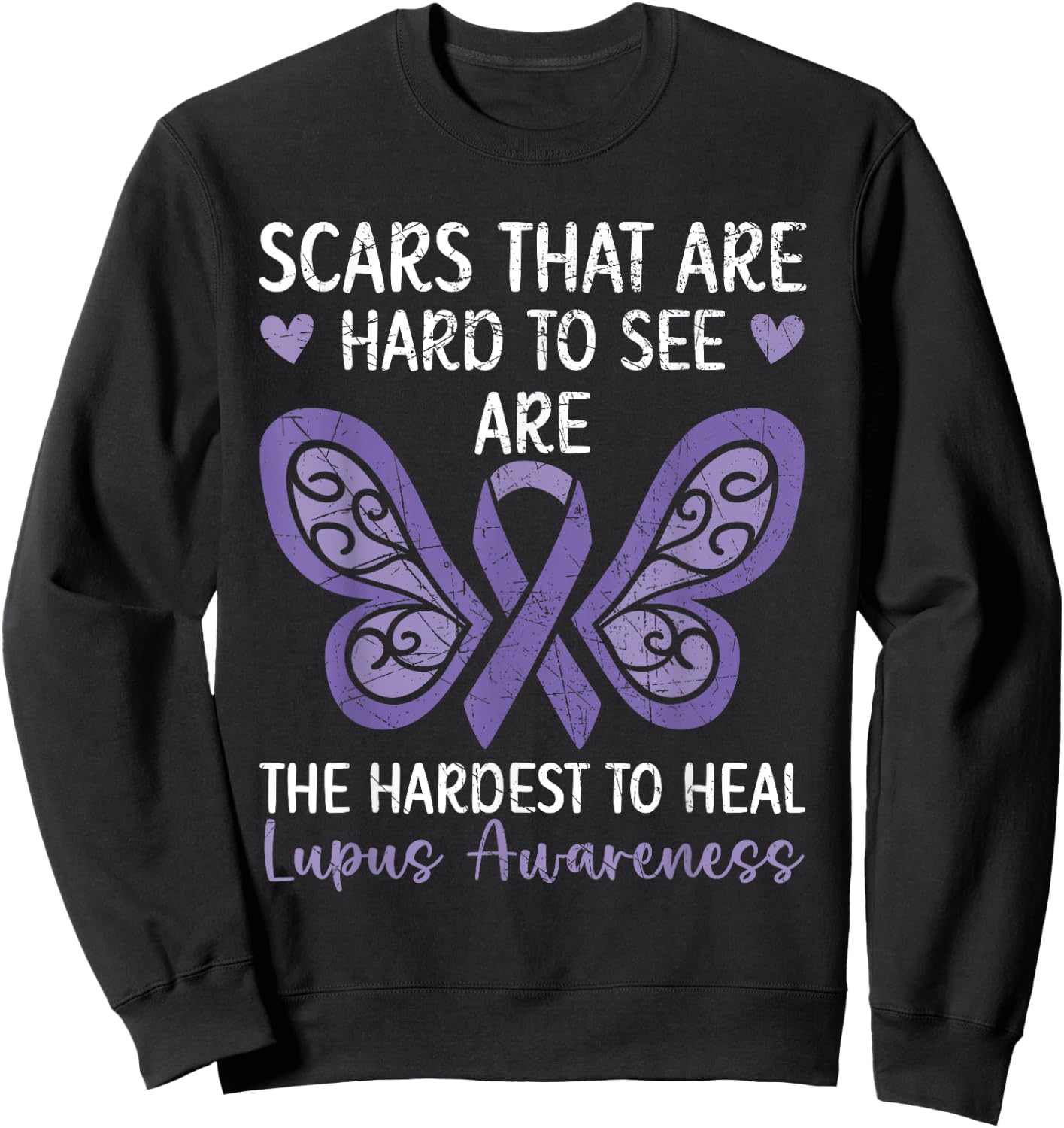 Lupus Warrior Lupus Awareness SteMi Apparel Women's Black Modern Letter Print U-Neck , Small, Short Sleeve, Classic Fit, Pull On, Imported, All Seasons, Lupus Awareness Design Sweatshirt - Sweatshirt | Black