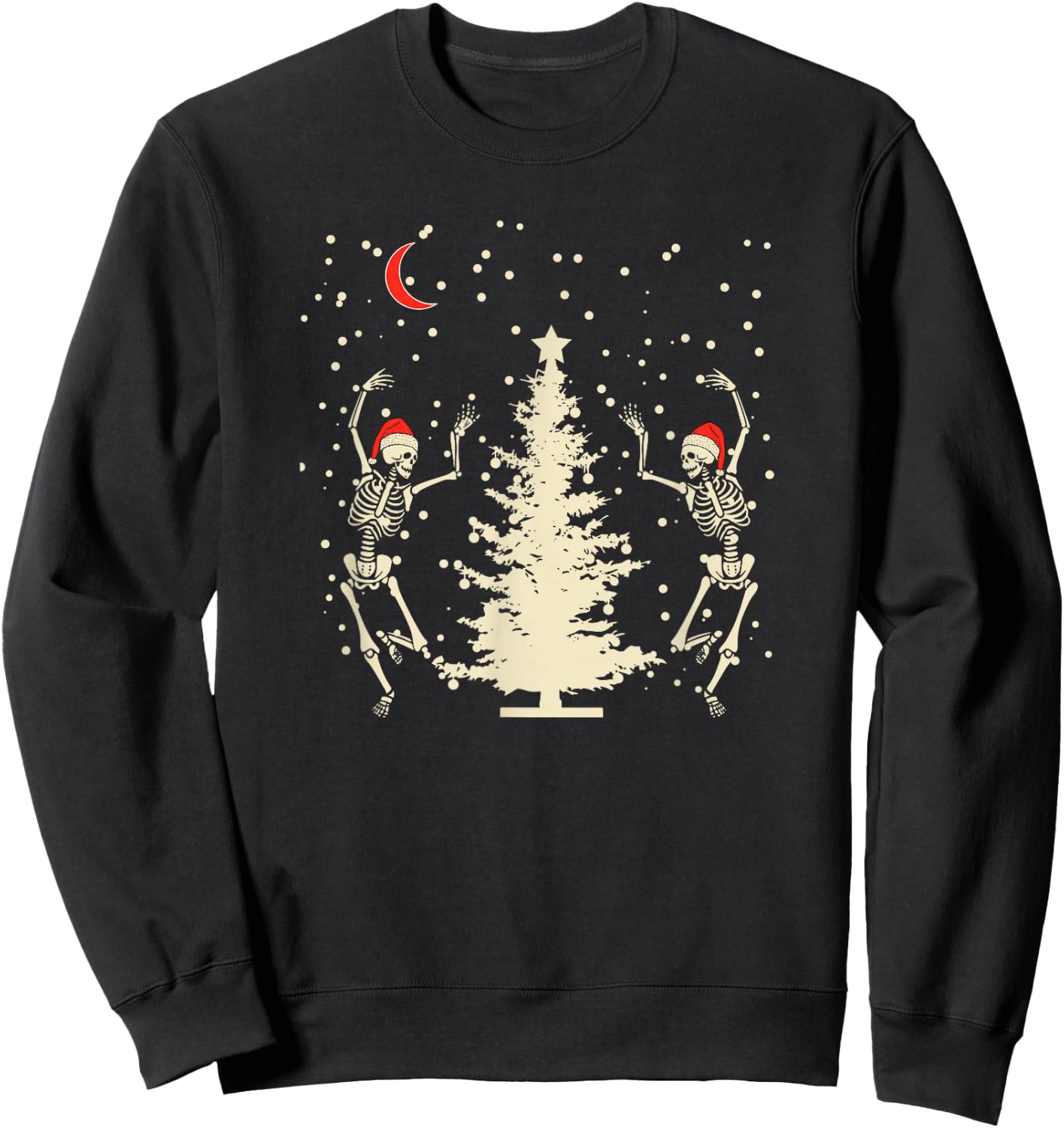 Funny Goth Christmas, Dancing Skeletons Sweatshirt - Sweatshirt | Black