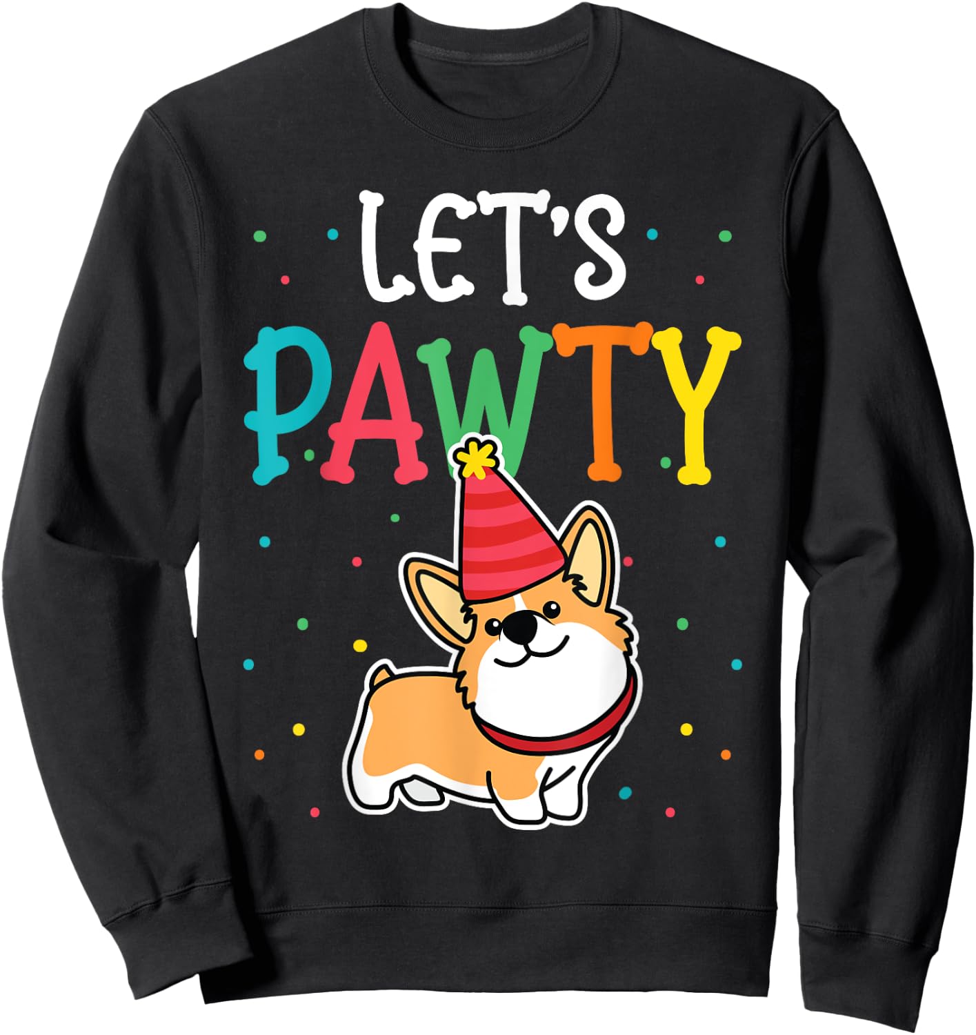 Corgi Birthday Pawty For Dog Themed Kids Party Sweatshirt - Sweatshirt | Black