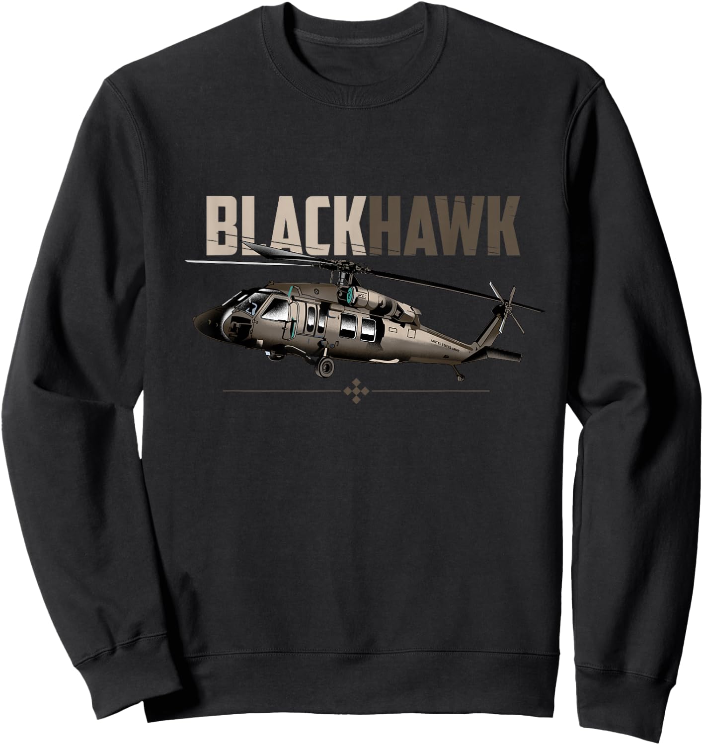 Military Blackhawk Helicopter Airplane Sweatshirt - Sweatshirt | Black