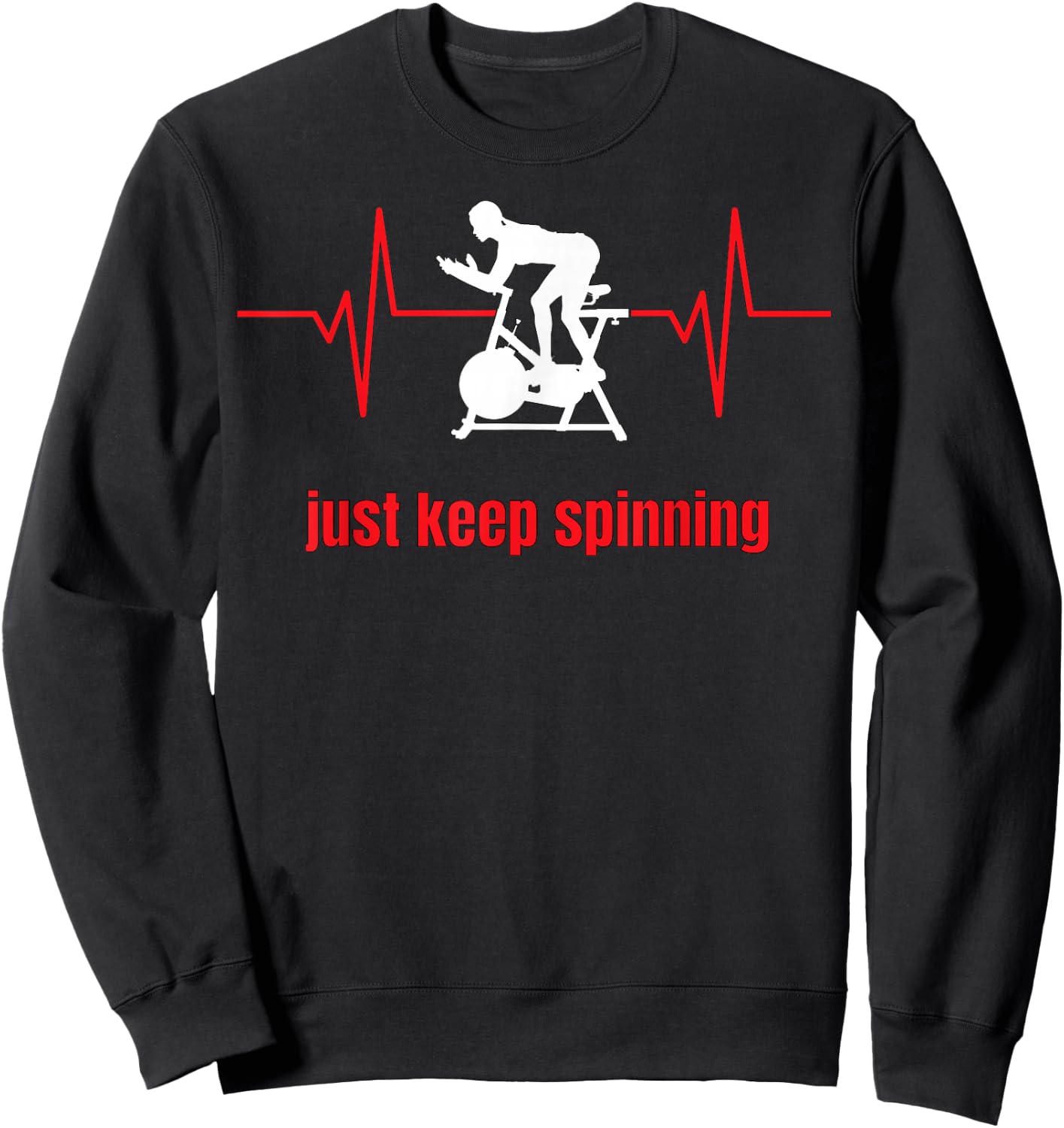 Just Keep Spinning Ekg Woman's Spin Cycle Workout Sweatshirt - Sweatshirt | Black