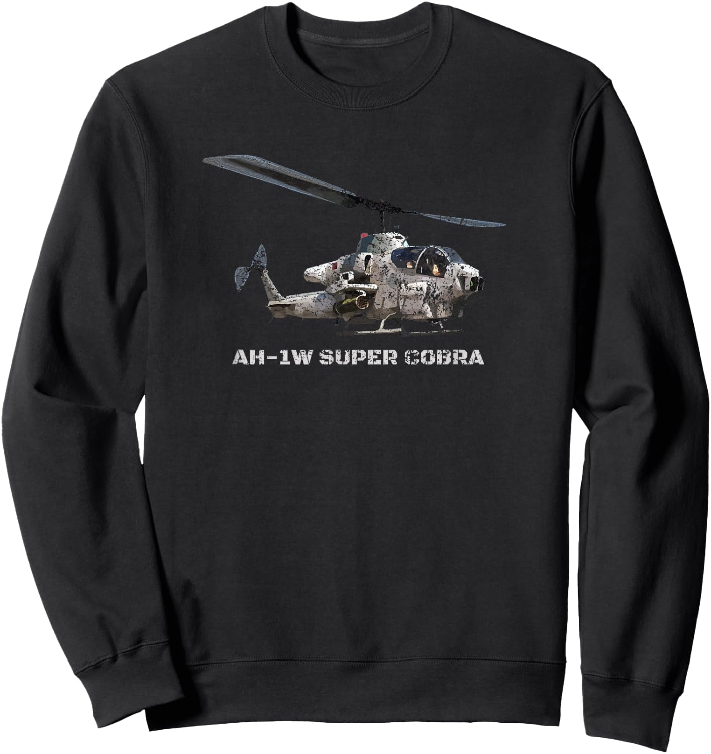 AH 1 Super Cobra Attack Helicopter Worn Effect Sweatshirt - Sweatshirt | Black