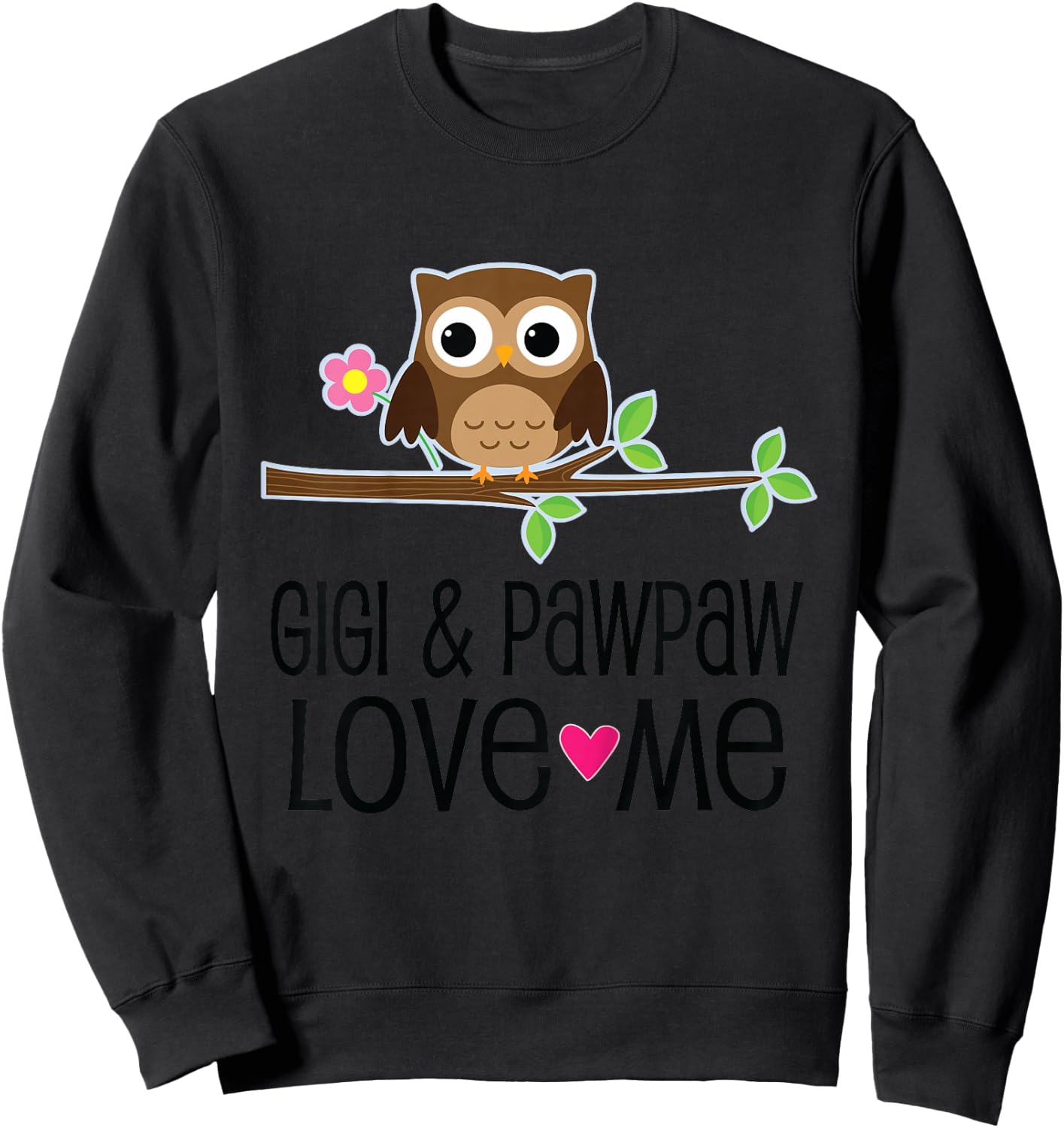 Kids Gigi and Pawpaw Love Me Grandchild Owl Sweatshirt - Sweatshirt | Black