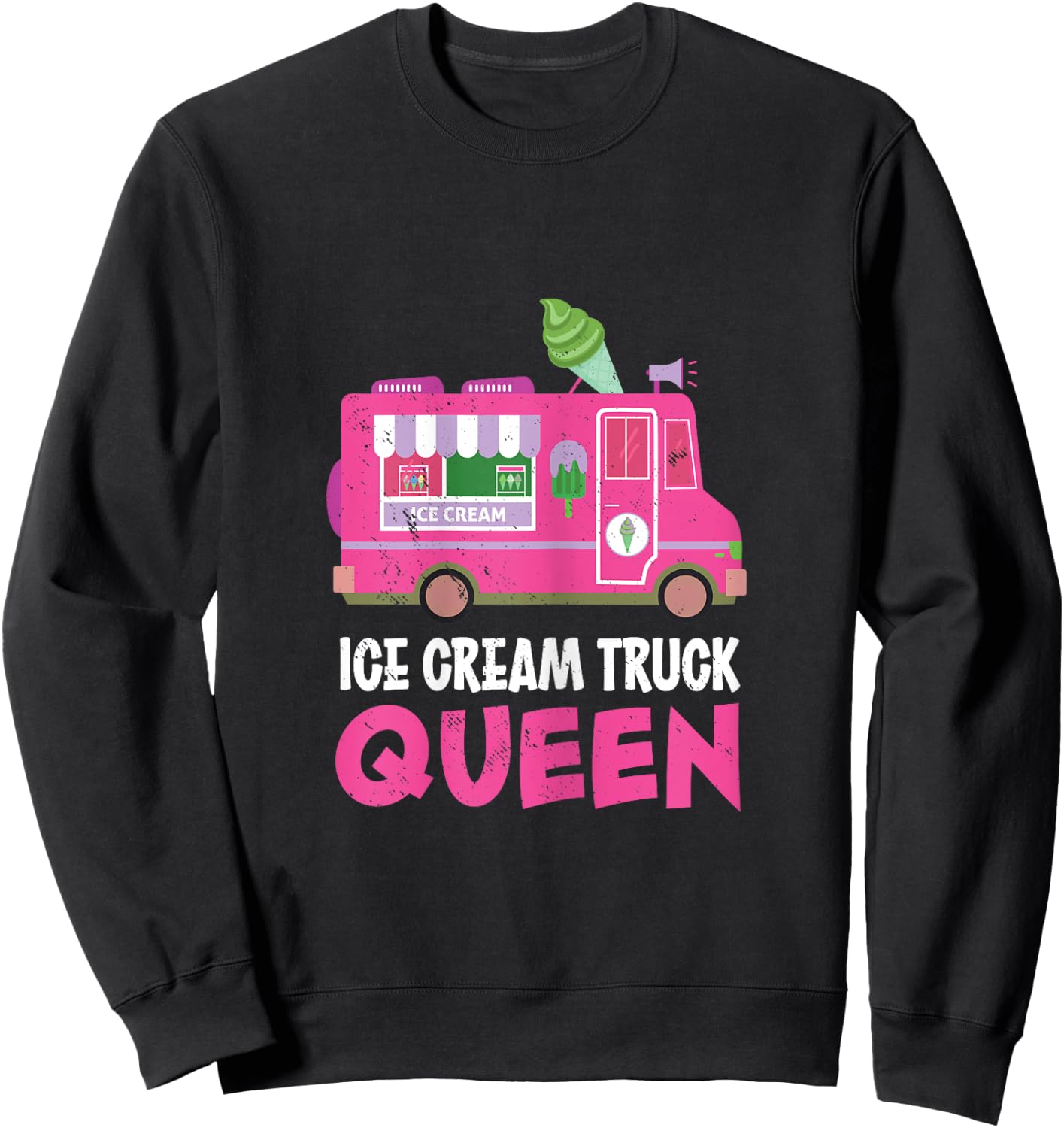 Ice Cream Truck Queen Frozen Dessert Ice Cream Truck Driver Women Girls Kids Sweatshirt - Sweatshirt | Black