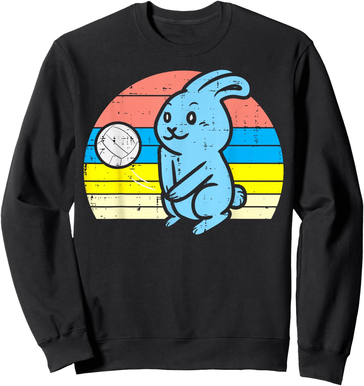 Easter Bunny Playing Volleyball Retro Sports Men Women Kids Sweatshirt - Sweatshirt | Black