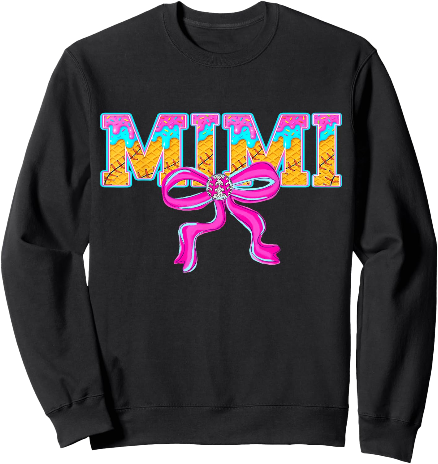 Baseball Mimi Ice Cream Drip Game Day Family Matching Sweatshirt - Sweatshirt | Black