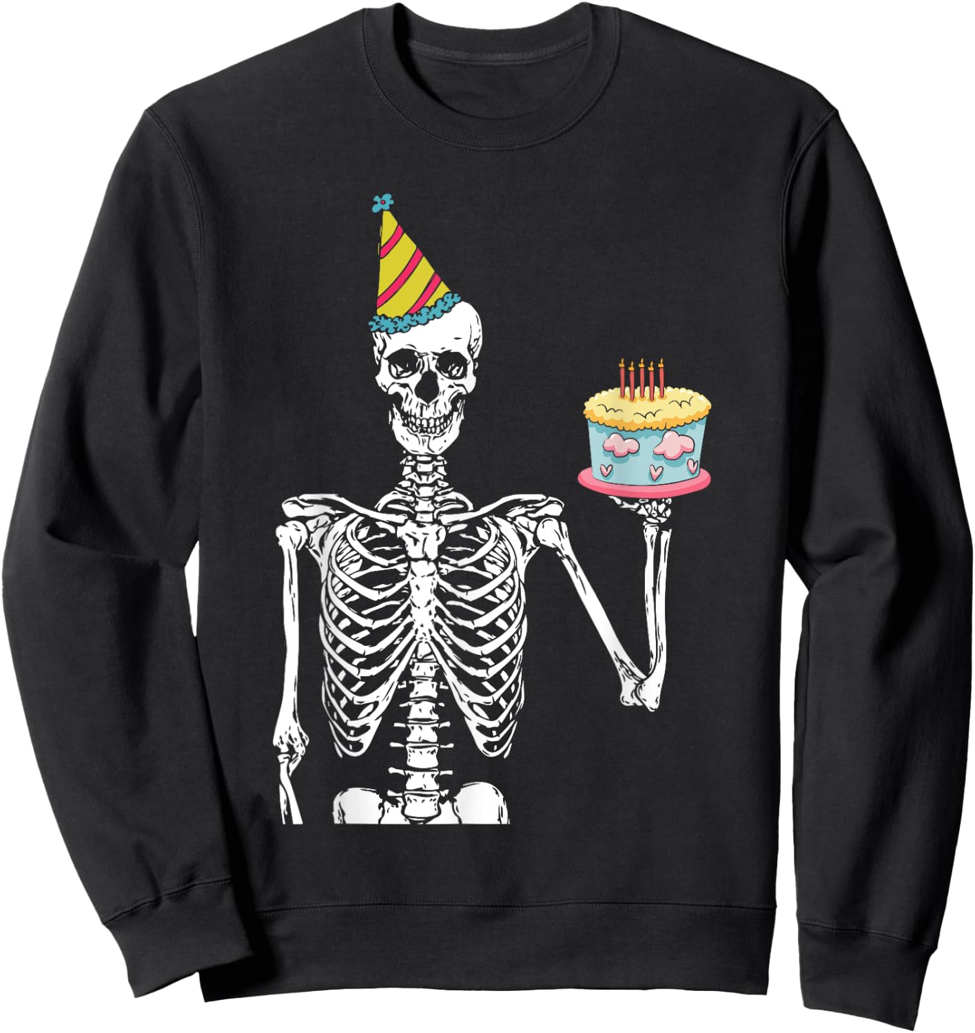 Skeleton Birthday Party Lazy Halloween Costume Funny Skull Sweatshirt - Sweatshirt | Black
