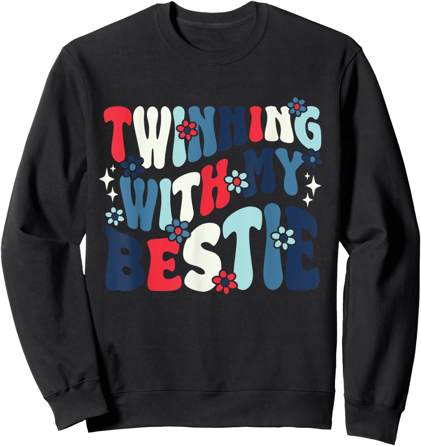 Retro Twins Day Twinning With My Bestie Friend Matching Twin Sweatshirt - Sweatshirt | Black