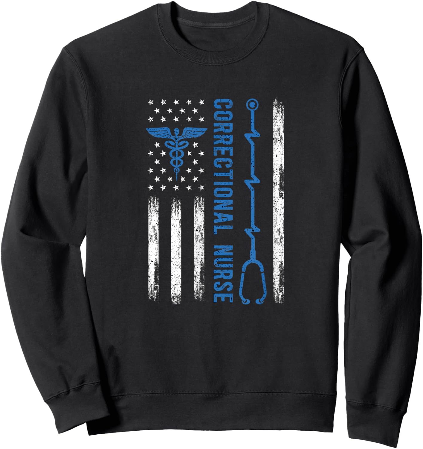 Correctional Nurse American Flag Nursing Healthcare Nurses Sweatshirt - Sweatshirt | Black