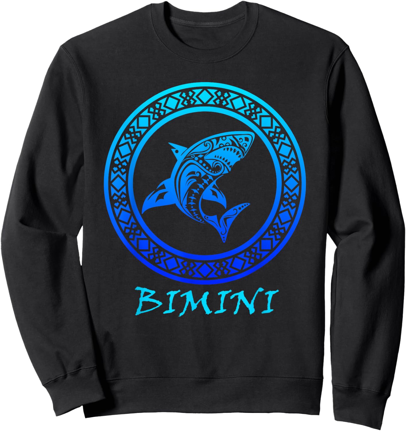 Bimini Bahamas Vintage Retro Tribal Shark Vacation Sweatshirt - Sweatshirt | Black