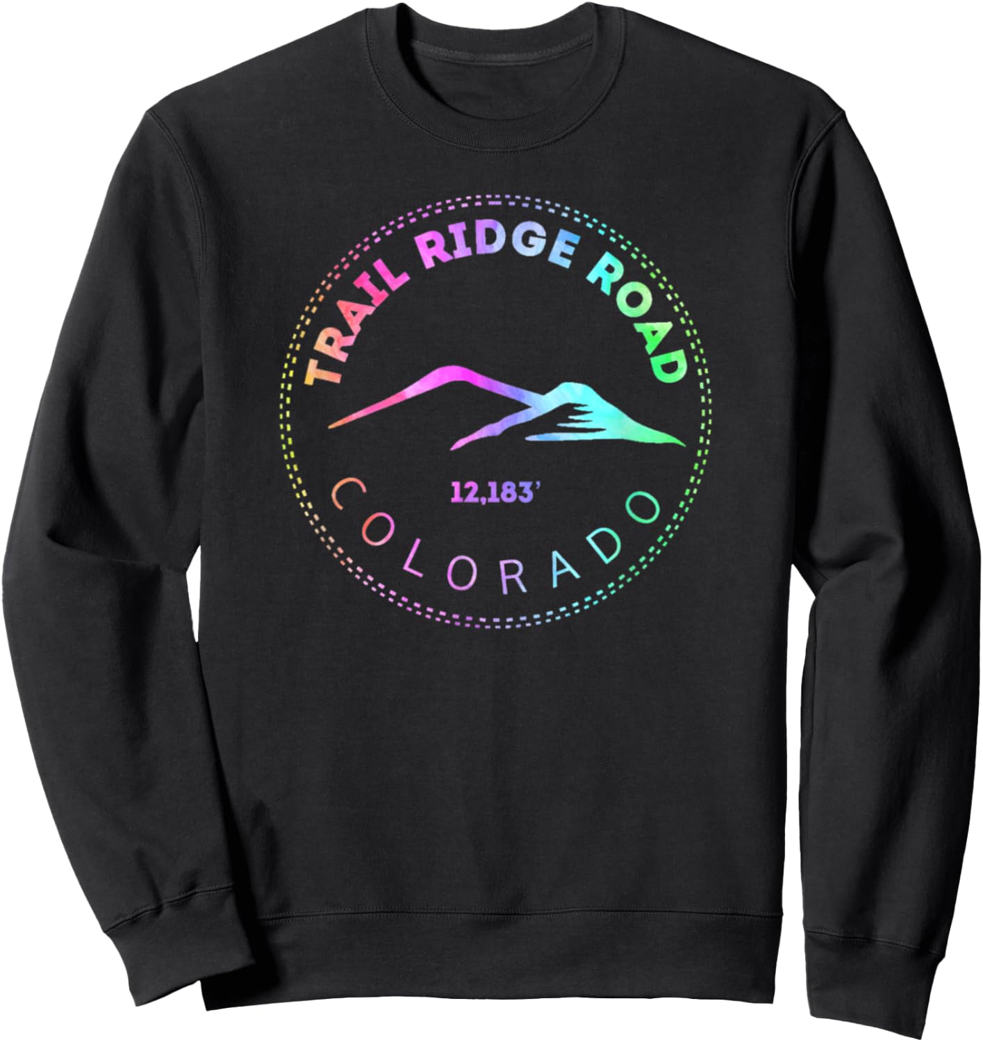 Trail Ridge Road Tie Dye - Elevated Colorado Scenic Byway Sweatshirt - Sweatshirt | Black