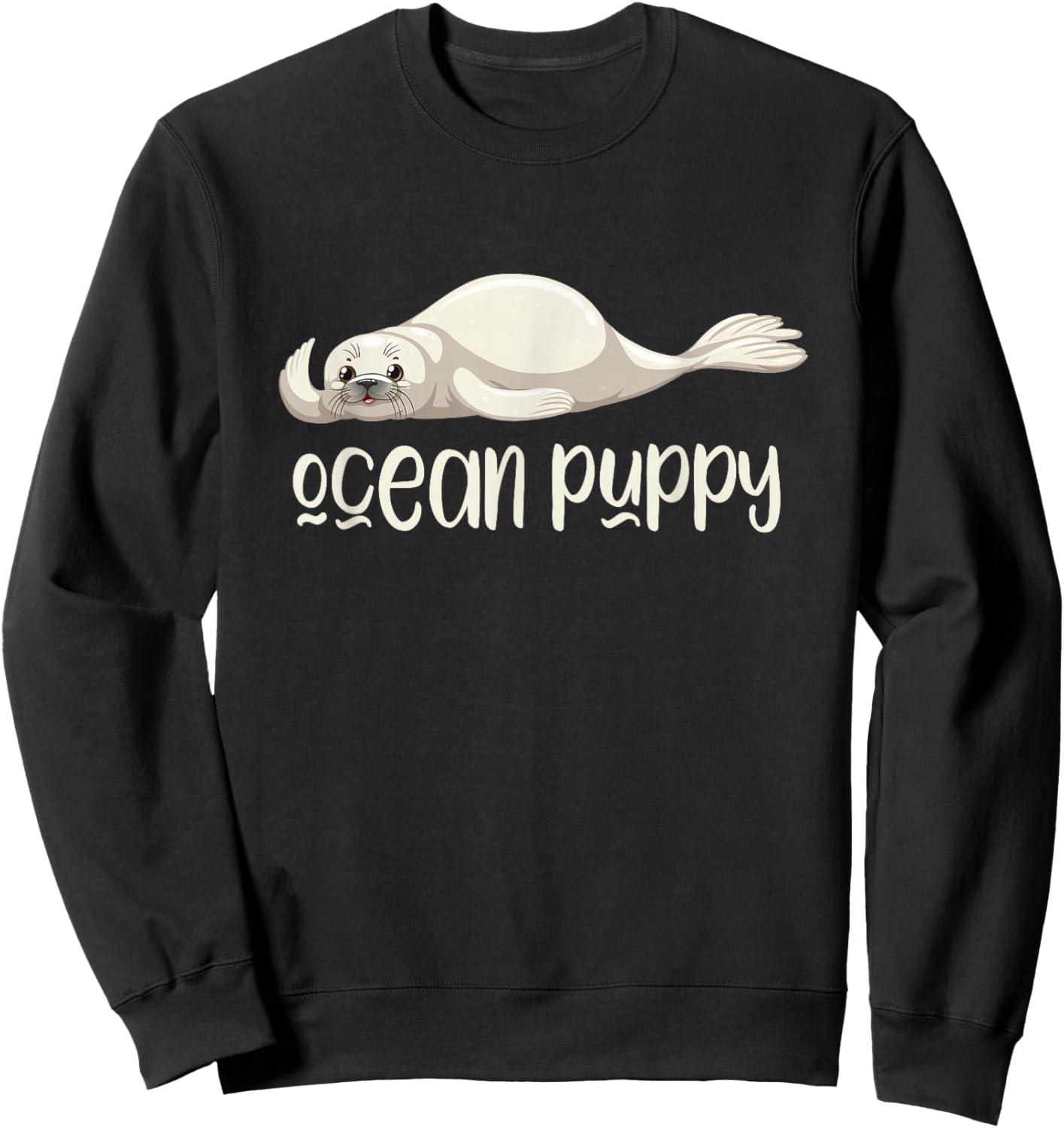 Ocean Puppy Seal Kids Gift Cute Sea Lion Sweatshirt - Sweatshirt | Black