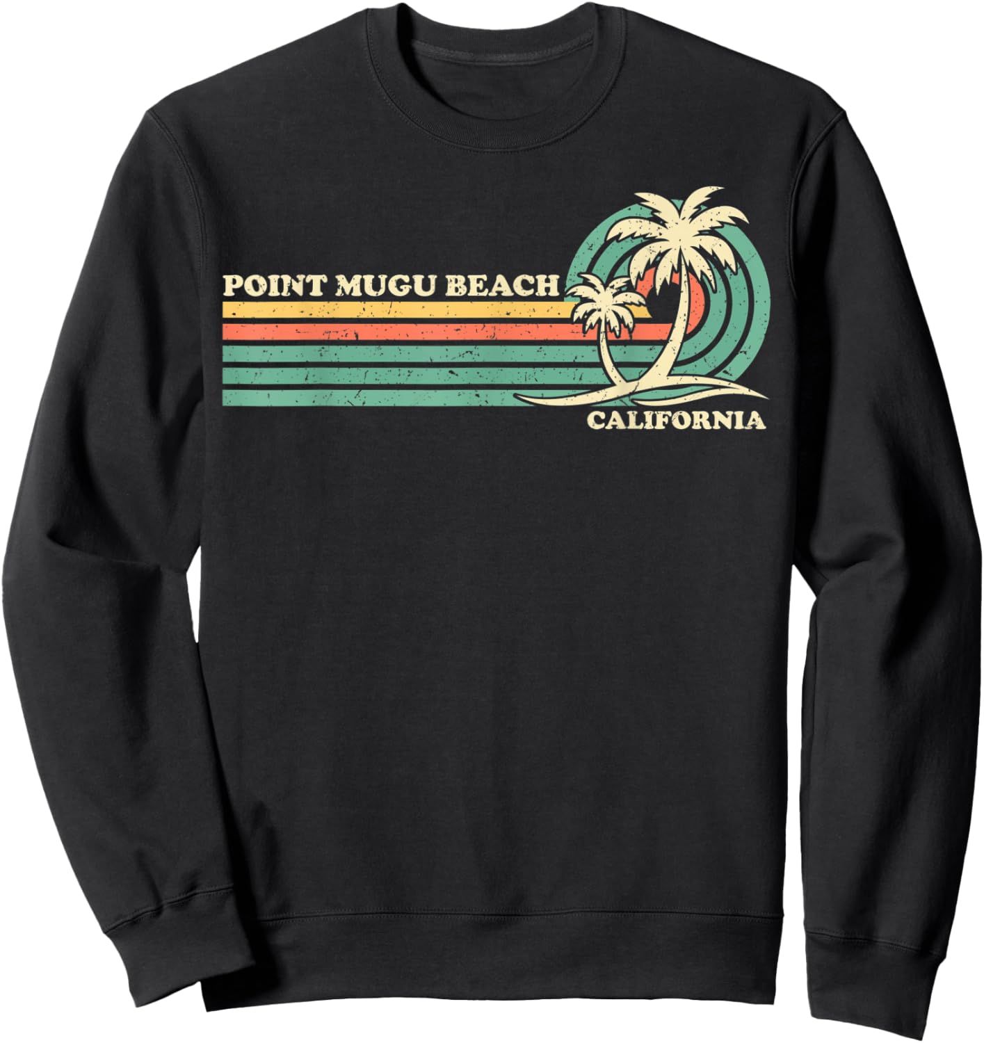 Vintage Retro Summer Vacation California Point Mugu Beach Men Women Kids Sweatshirt - Sweatshirt | Black