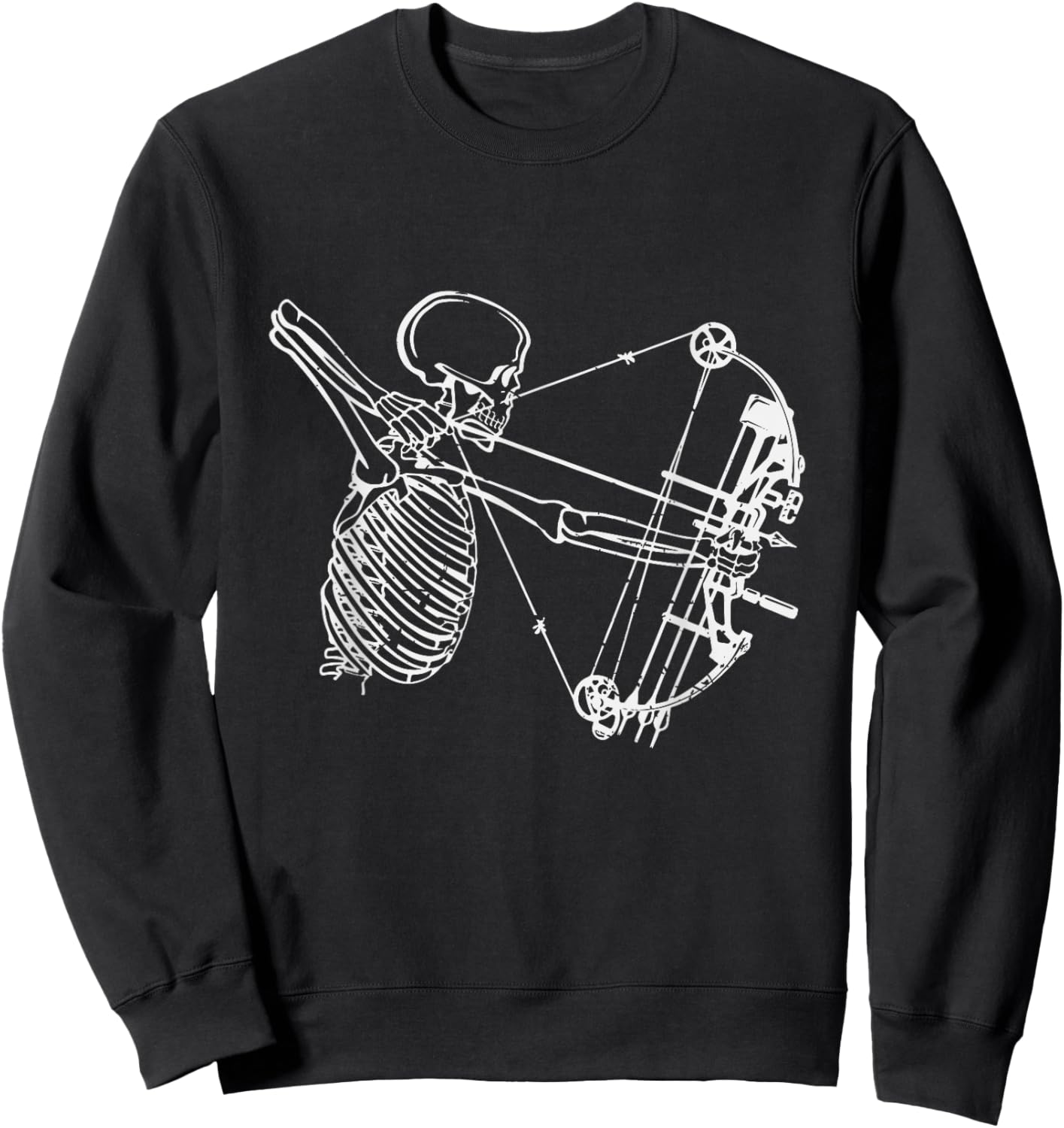 Cool Skeleton With Bow Skull Archery Hunting Gift Sweatshirt - Sweatshirt | Black