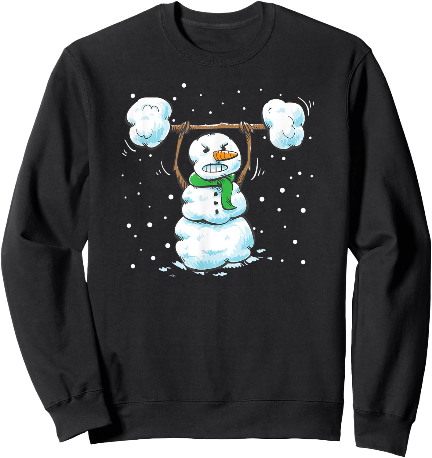 Christmas Weightlifting Snowman Shirt Funny Snowman Gym Sweatshirt - Sweatshirt | Black