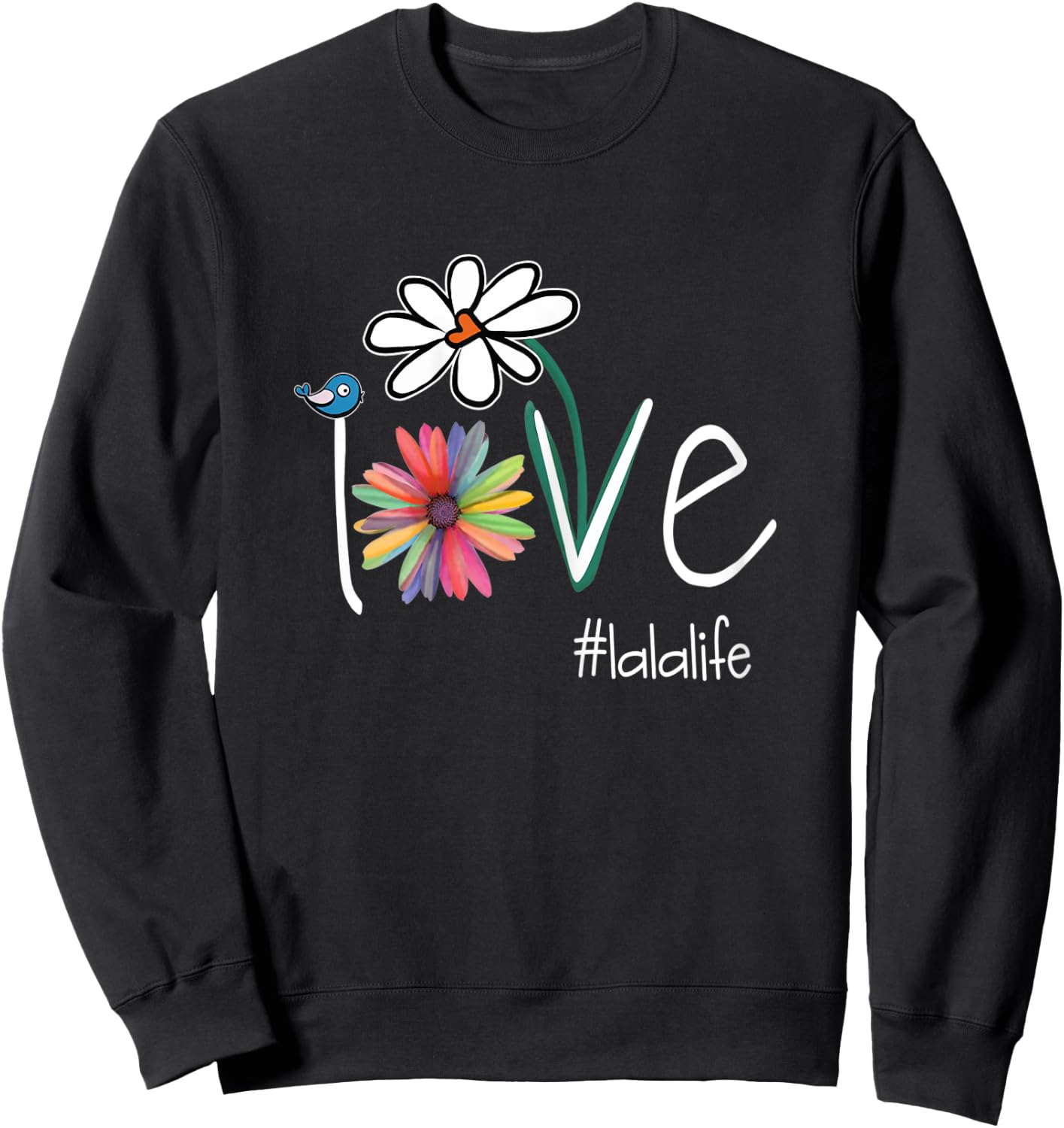 Love Lala Life - Art Flower Color Sweatshirt - Sweatshirt | Black