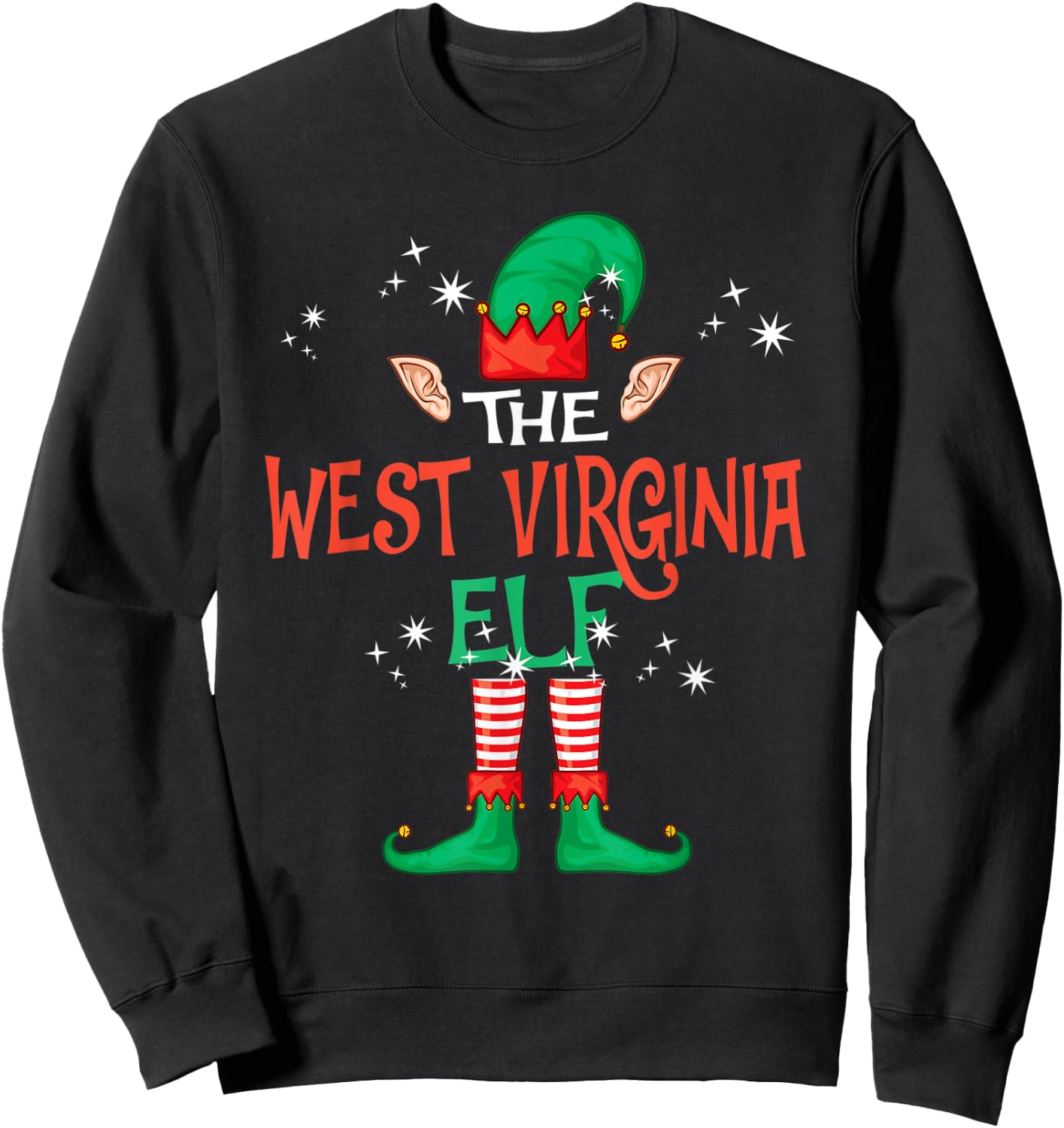 The West Virginia Elf Matching Family Group Christmas Funny Sweatshirt - Sweatshirt | Black