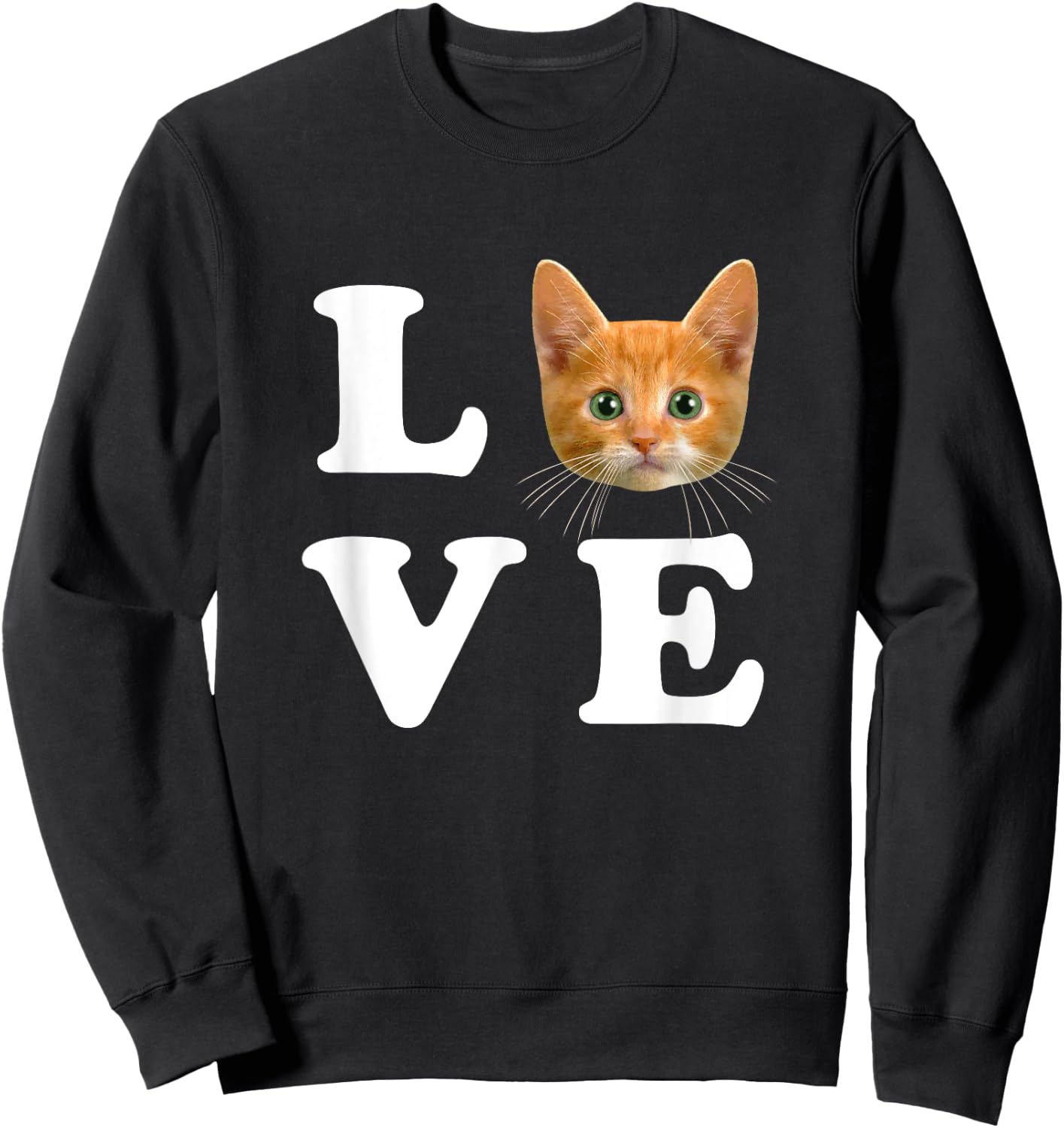 LOVE Orange Kitty Kitten I Heart Love Cats Women Girls Kids Sweatshirt - Sweatshirt | Black