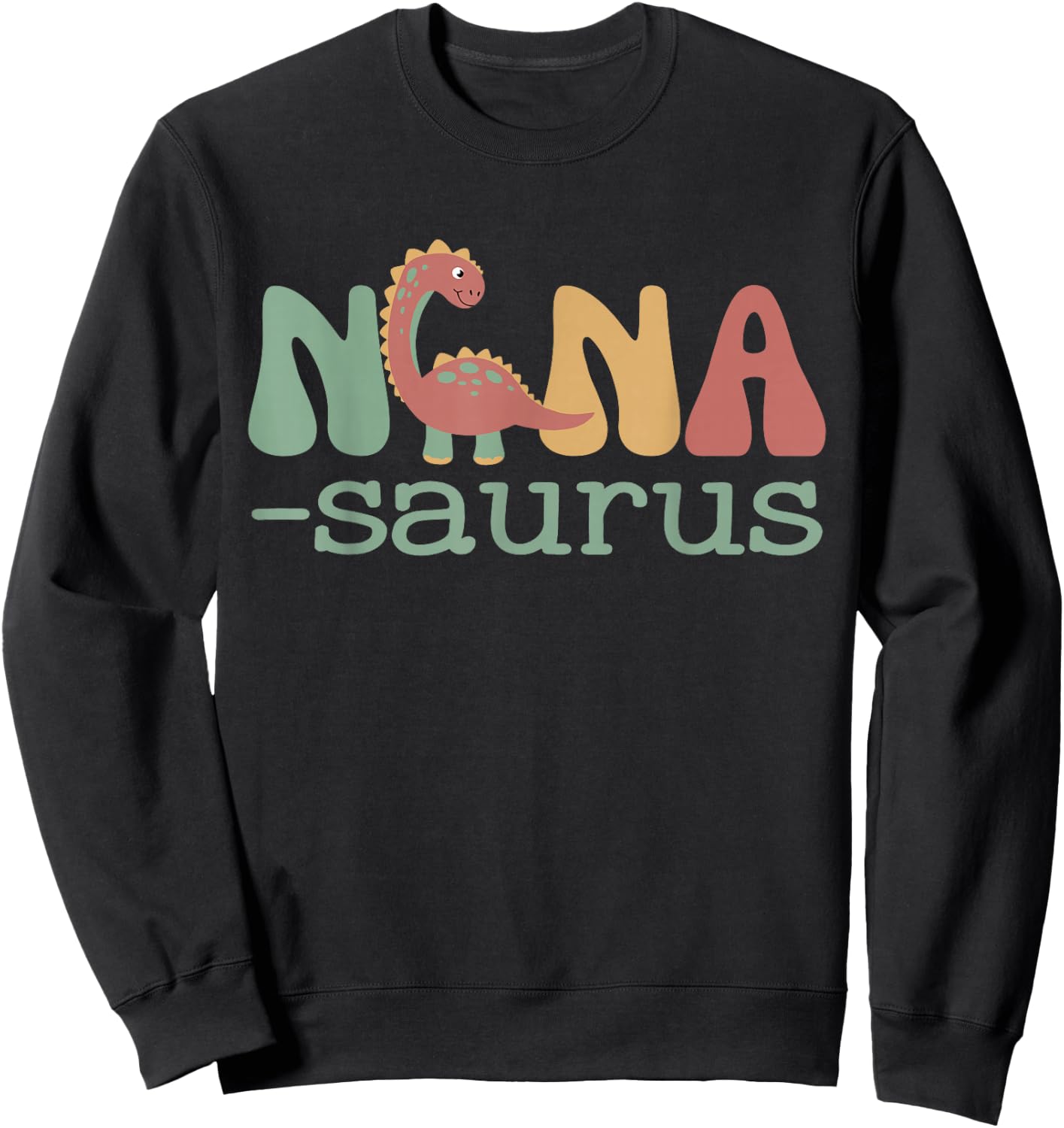 Nanasaurus T Rex Dinosaur Nana Saurus Family Matching Retro Sweatshirt - Sweatshirt | Black