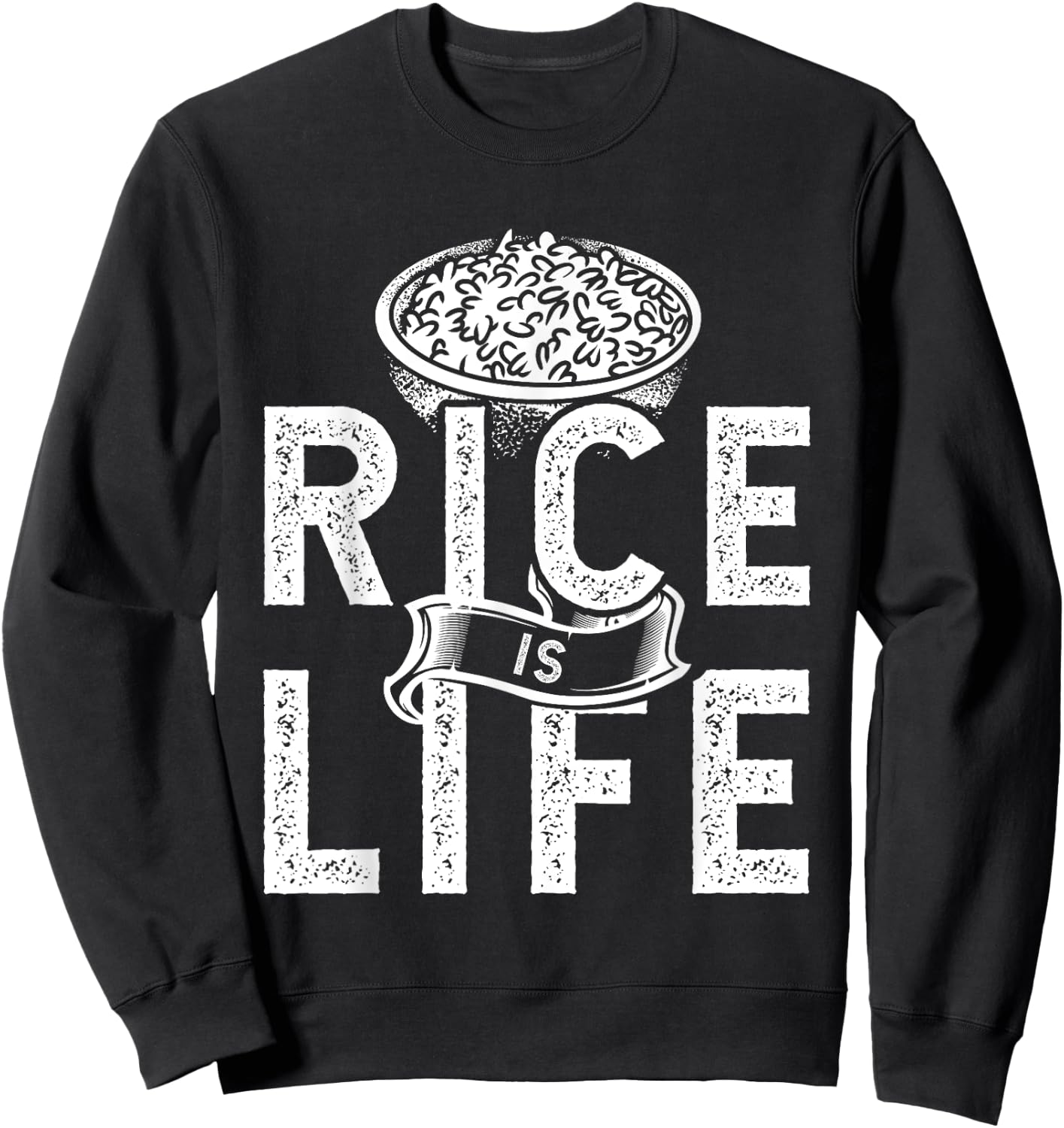 Funny Rice Design Women Rice Asian Food Dish Lovers Sweatshirt - Sweatshirt | Black