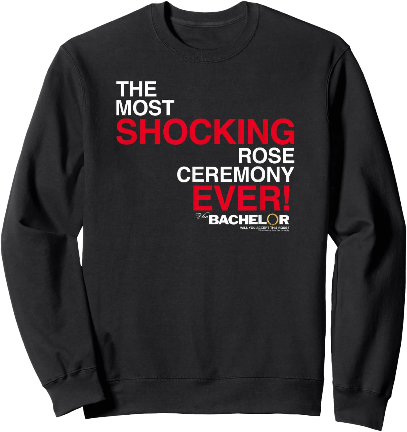 Warner Bros. The Bachelor Ceremony Adult - Black - Small - Short Sleeve - - Modern - Letter Print - Dating - Game - Classic Fit - 100% Cotton Blend - Machine Wash Sweatshirt - Sweatshirt | Black