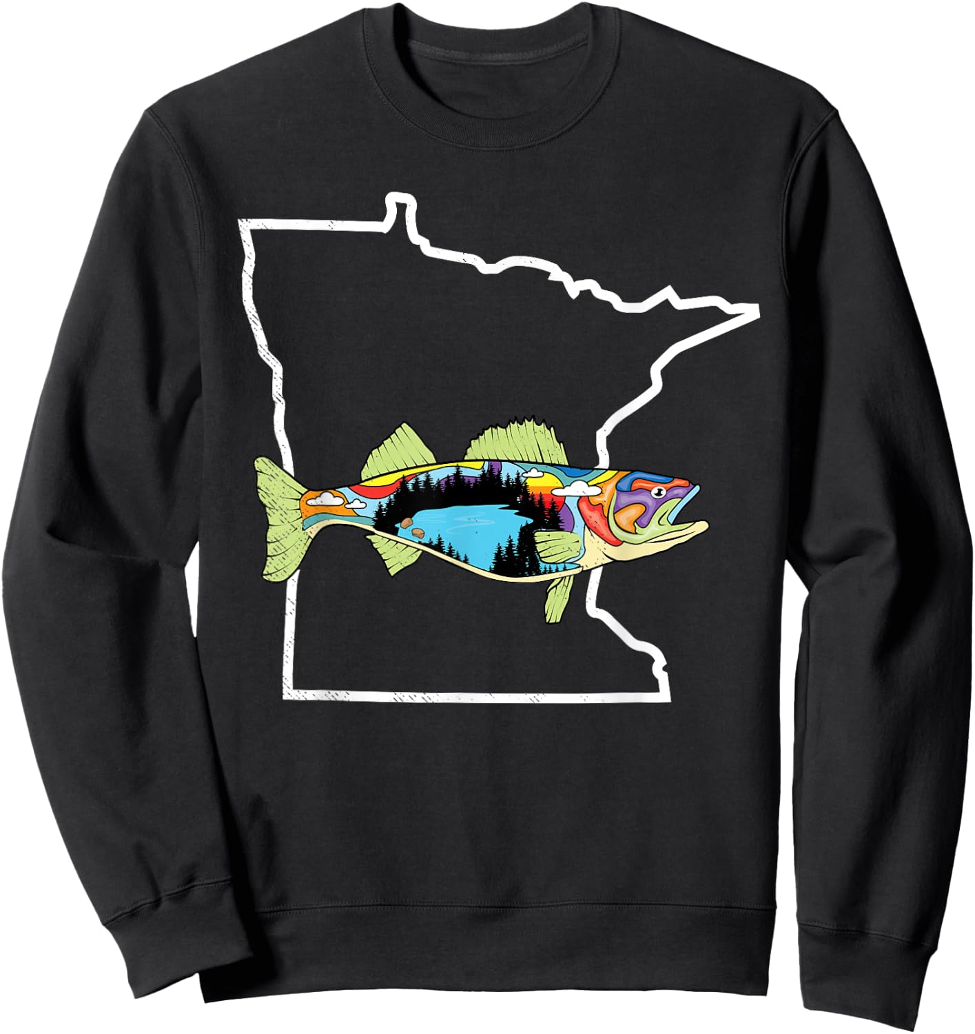 Minnesota Walleye Fishing Freshwater Fisherman Walleye Fish Sweatshirt - Sweatshirt | Black