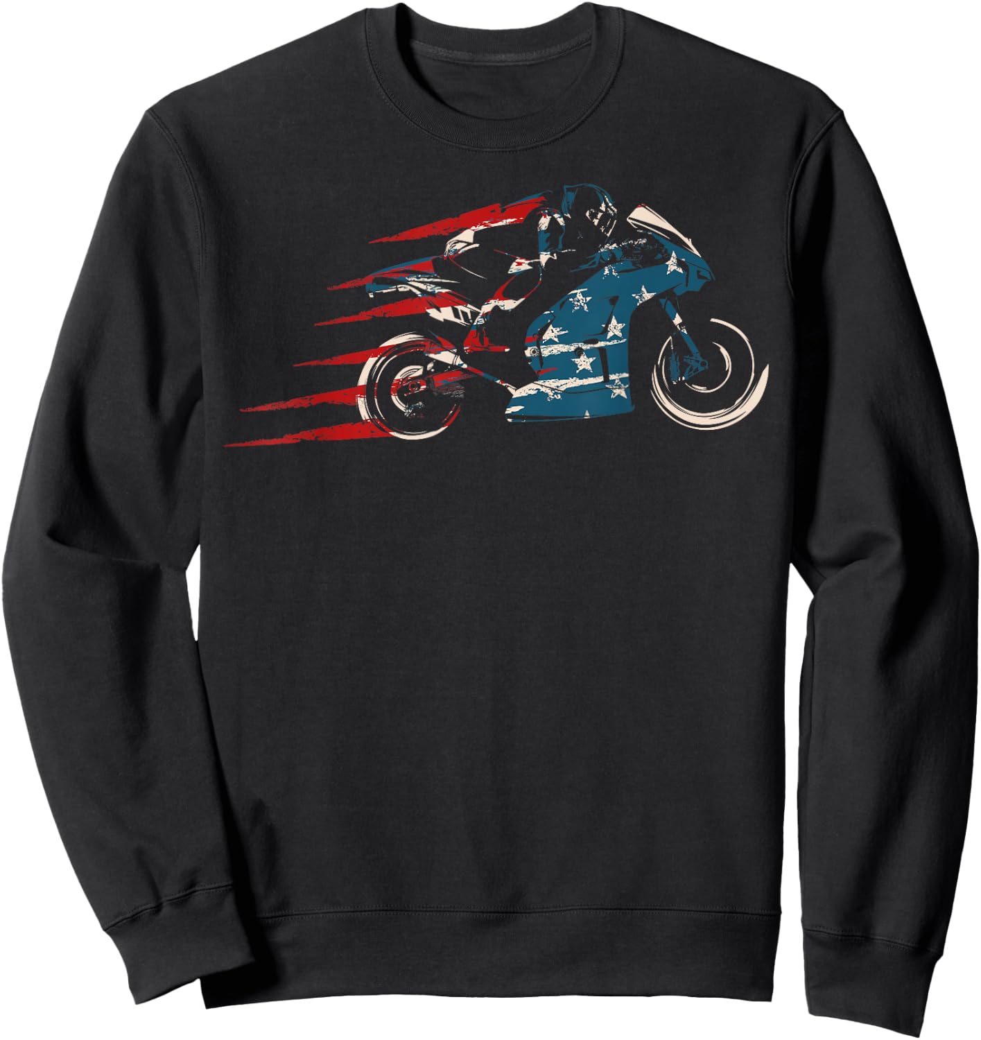 Super Bike Moto GP Pride US Flag Patriotic Dirt Bikers Sweatshirt - Sweatshirt | Black