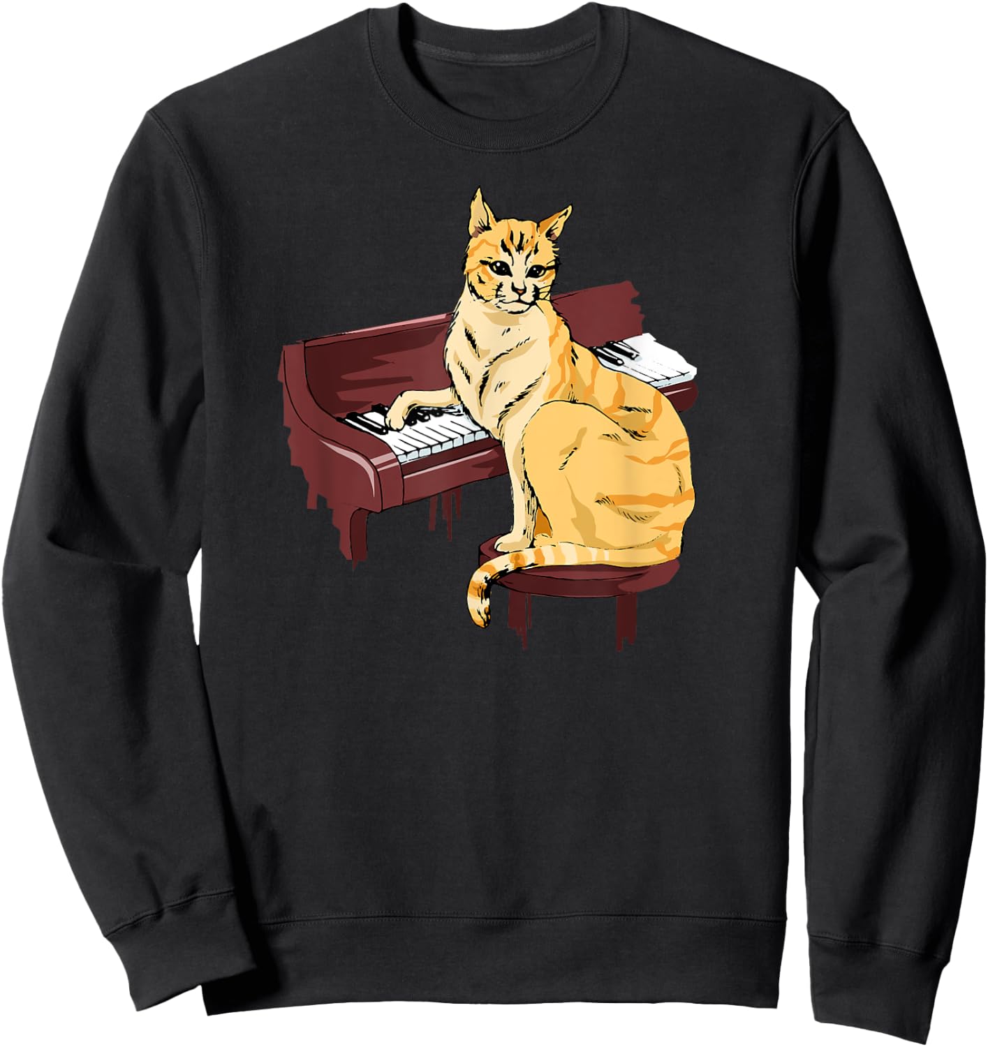 Piano Cat Women Sweatshirt - Sweatshirt | Black