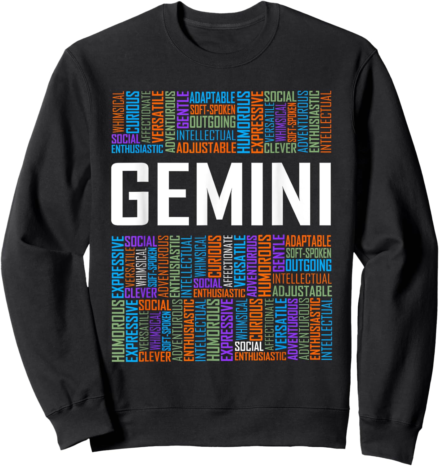 Gemini Zodiac Traits Horoscope Astrology Sign Gift Words Sweatshirt - Sweatshirt | Black