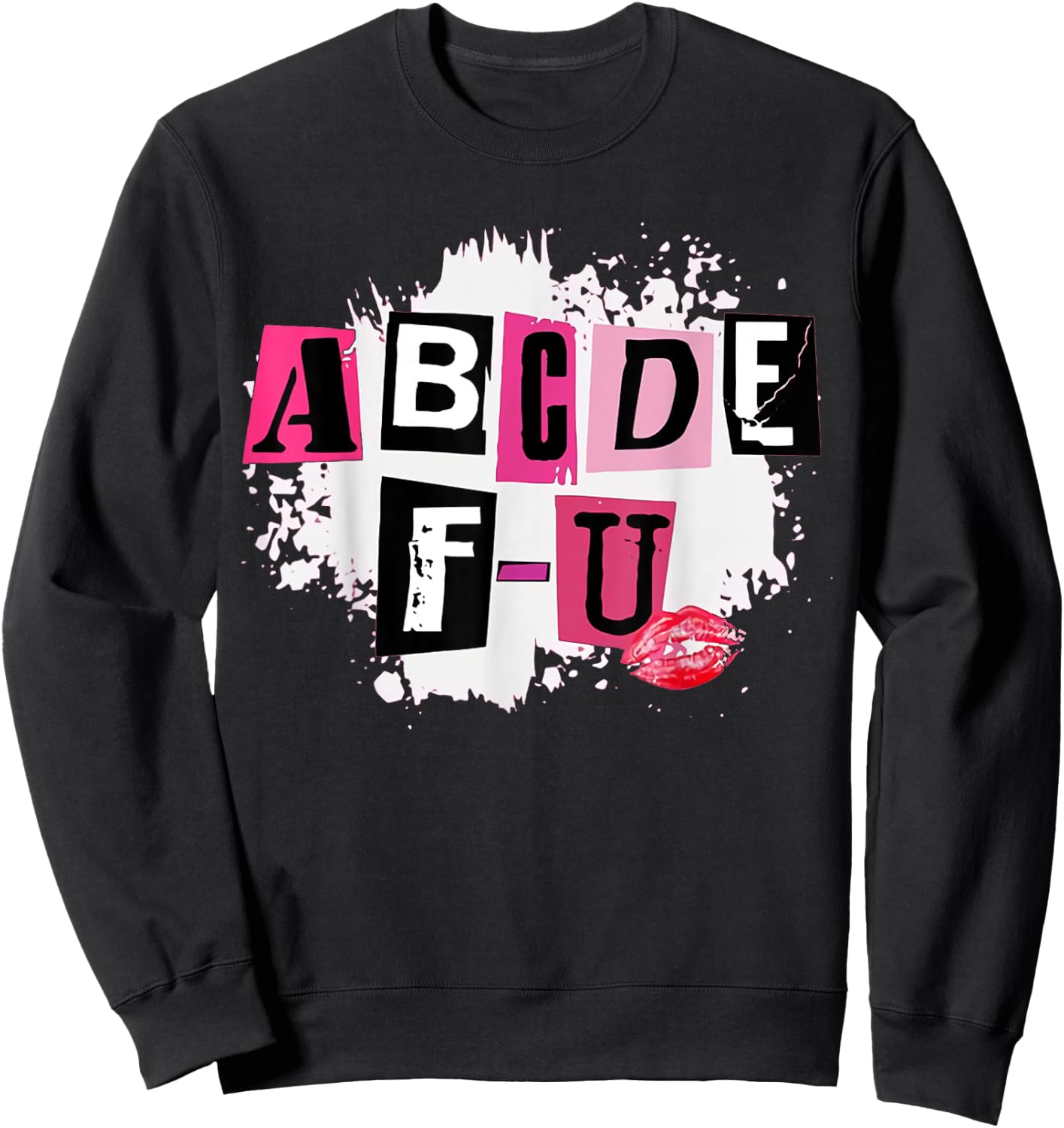 ABCDEFU Retro Funny Heart Valentine's Day Sweatshirt - Sweatshirt | Black