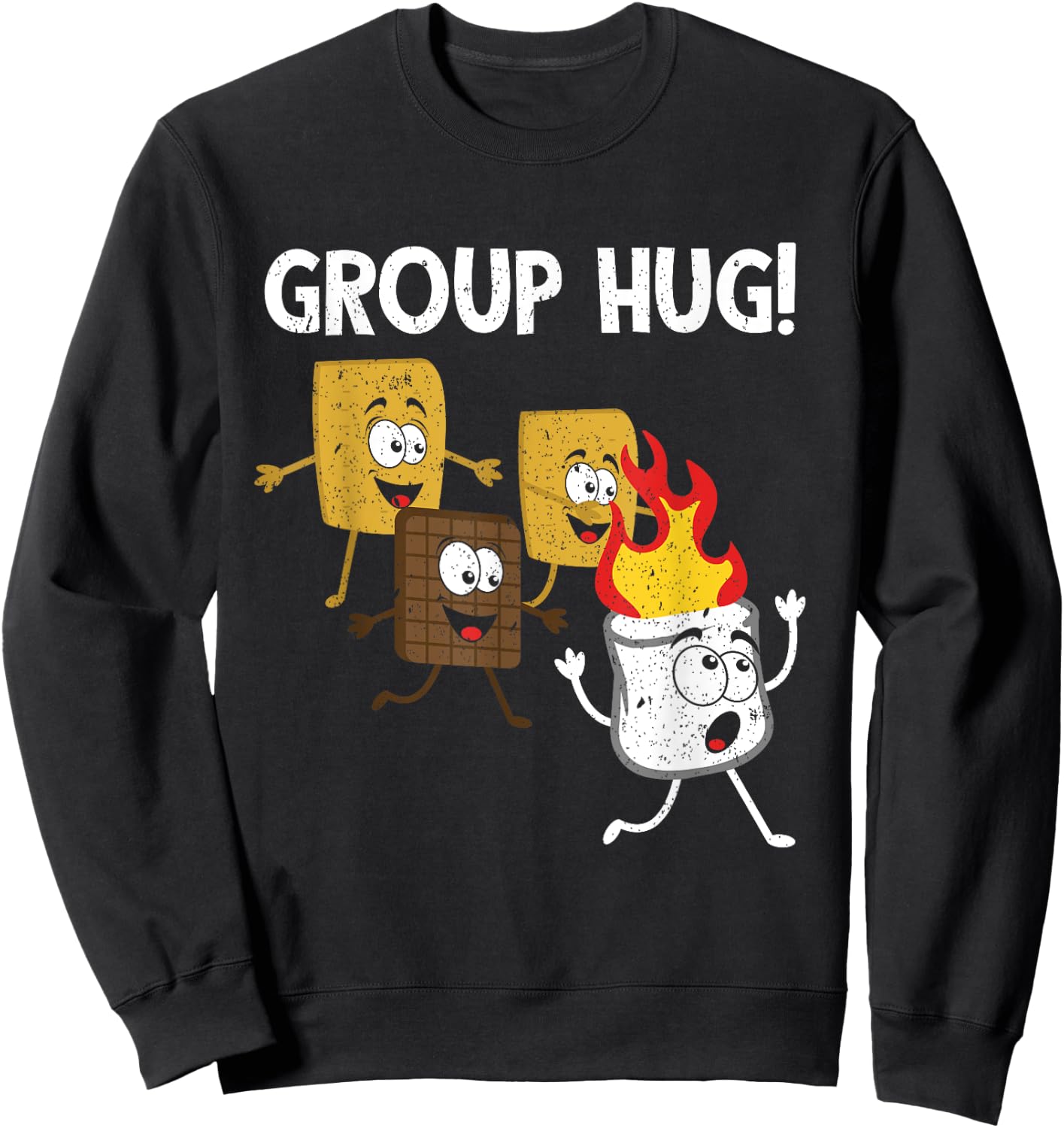 Smores Group Hug S'mores Camping Food Marshmallows on Fire Sweatshirt - Sweatshirt | Black