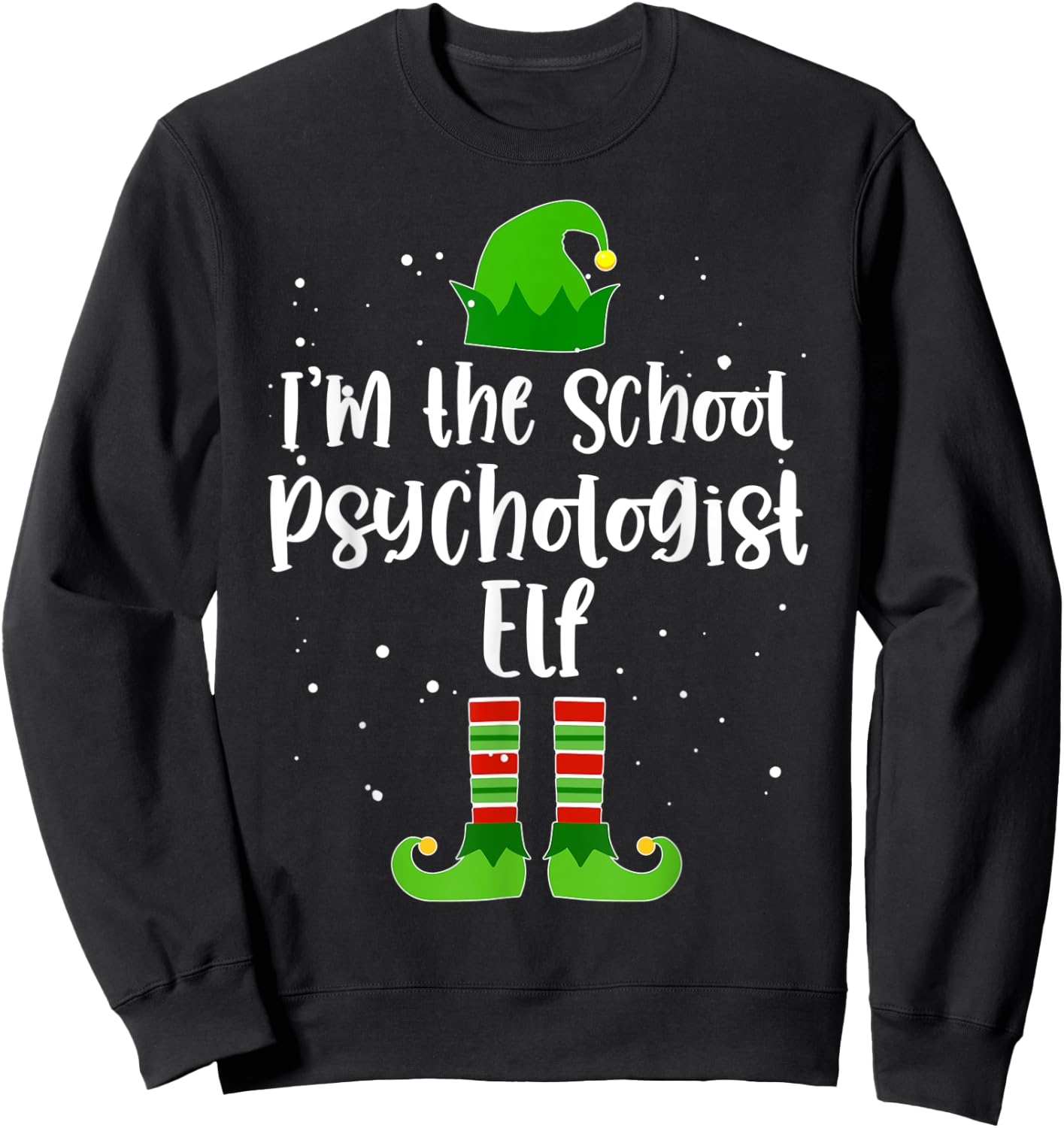 School Psychologist Elf Matching Family Christmas Costume Sweatshirt - Sweatshirt | Black